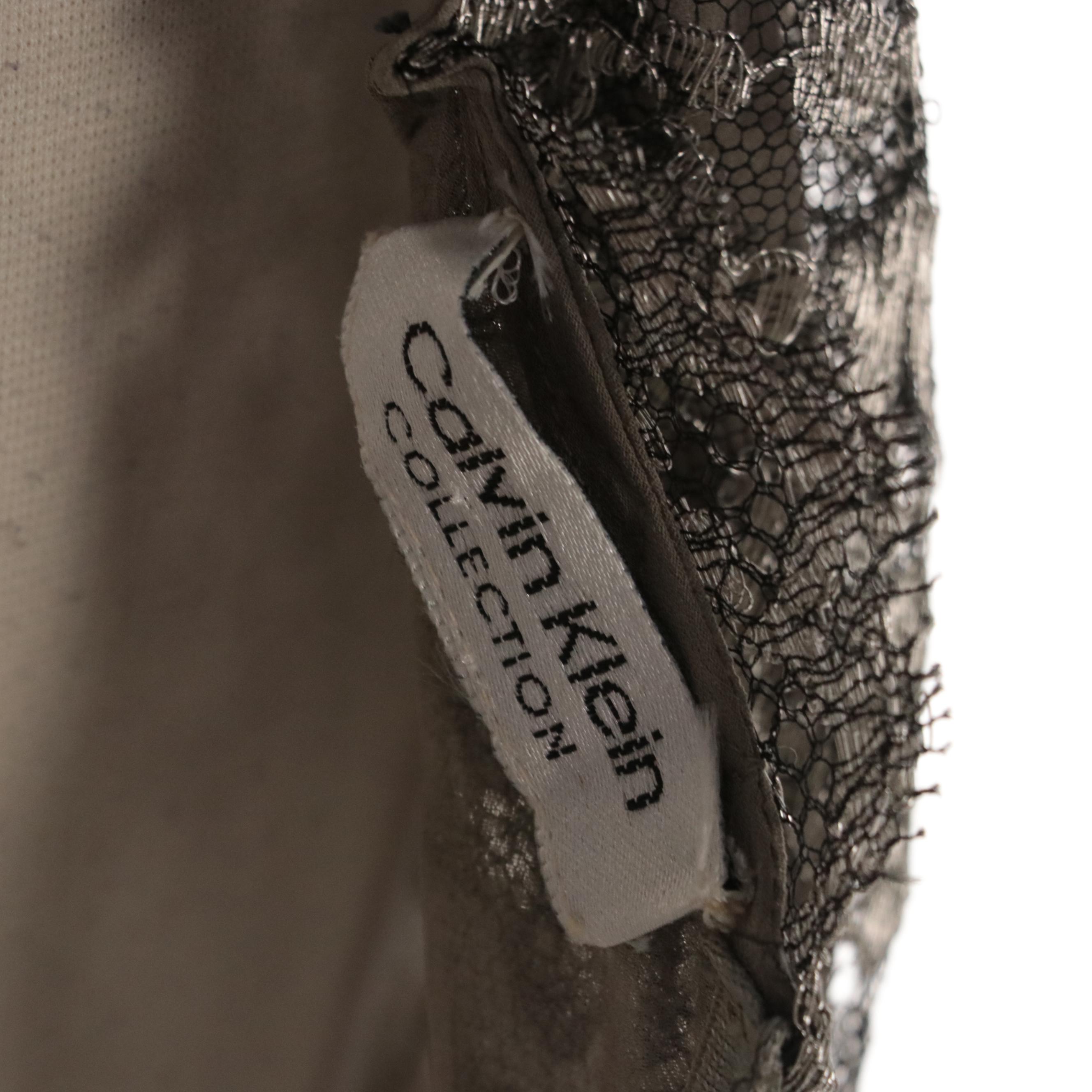 Calvin Klein Collection Metallic Lace Sleeveless Cocktail Dress