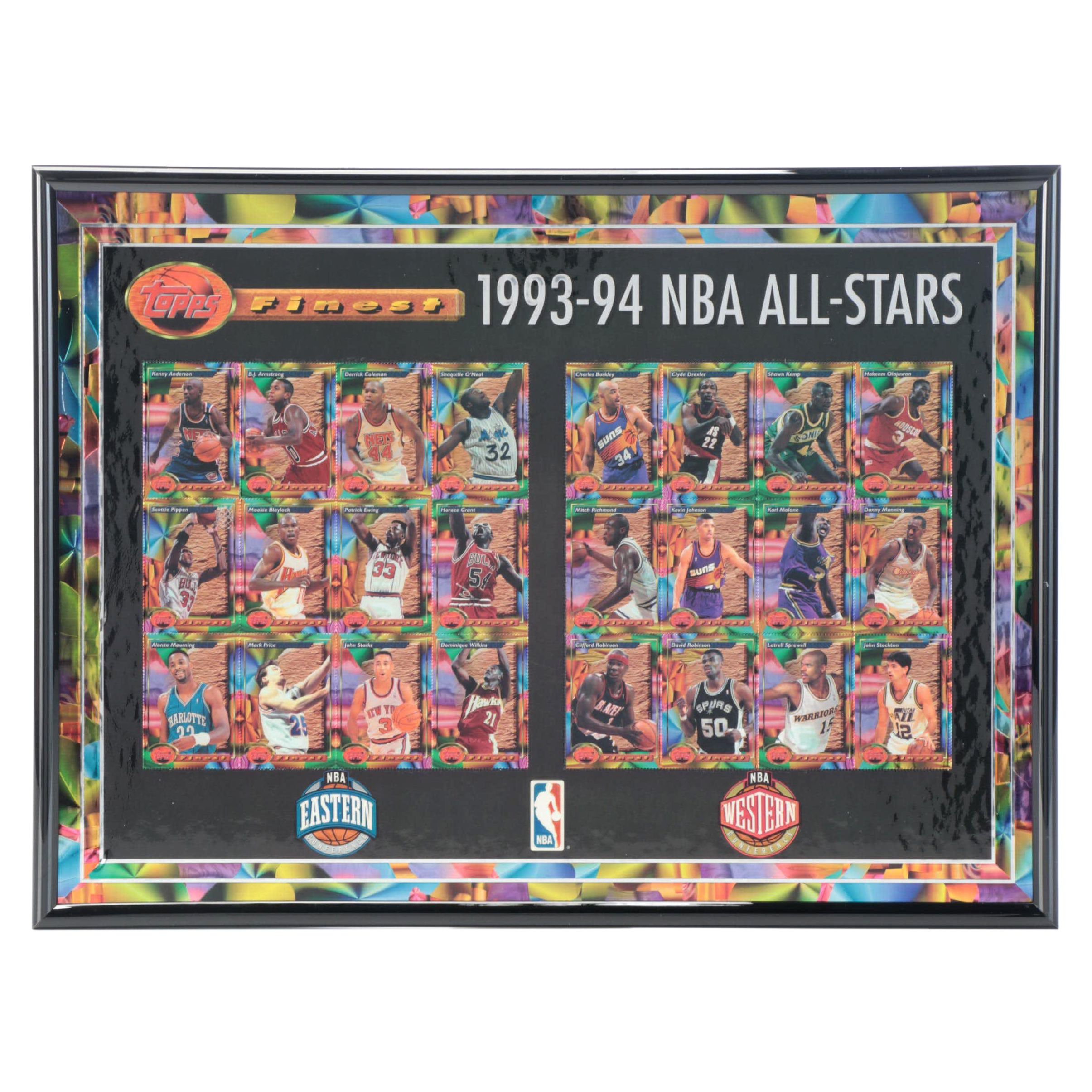 1993-94 Topps Finest All-Star Cards Display Featuring Charles Barkley and More