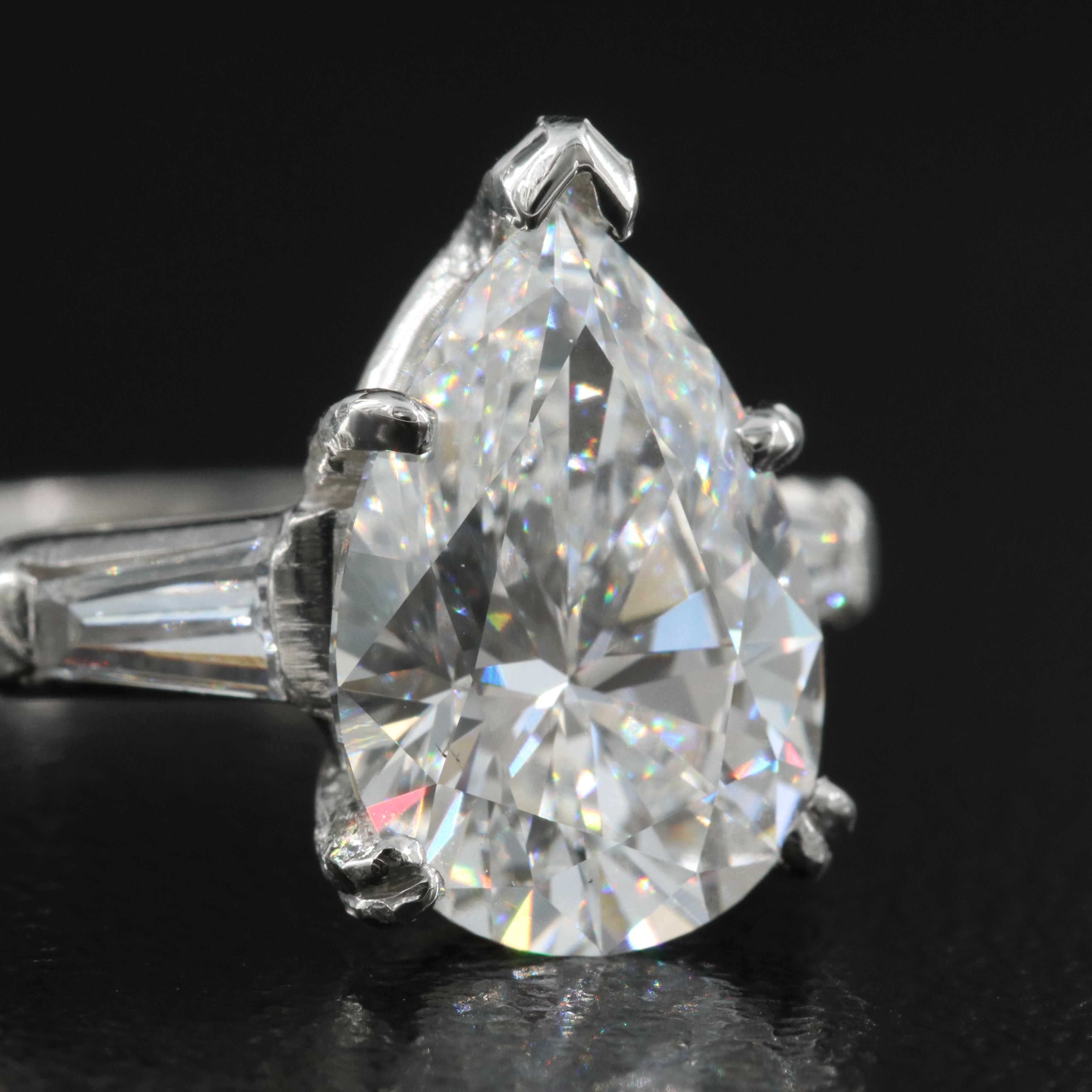 Cartier Platinum 3.40 CTW Diamond Pear Brilliant Center Diamond Ring