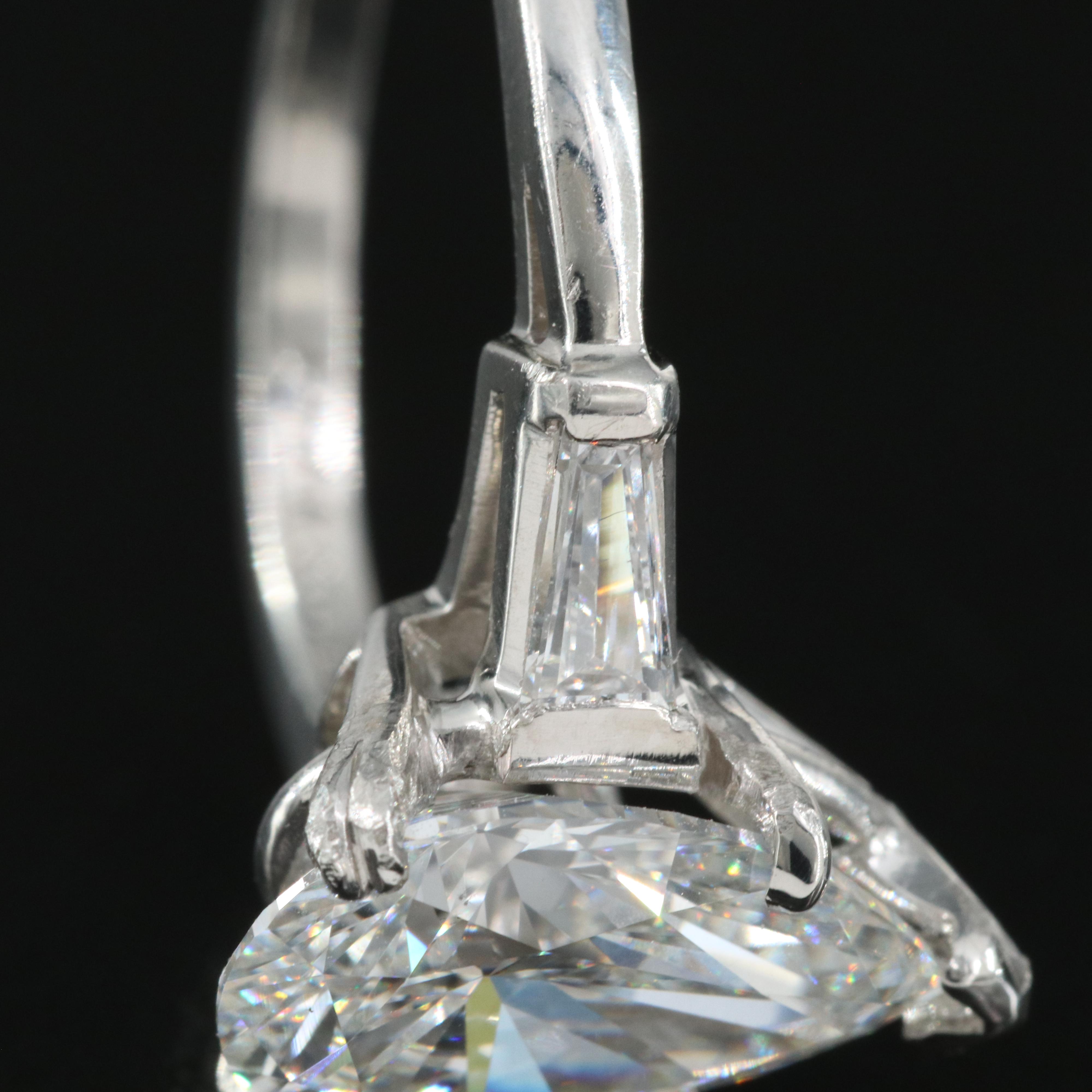 Cartier Platinum 3.40 CTW Diamond Pear Brilliant Center Diamond Ring