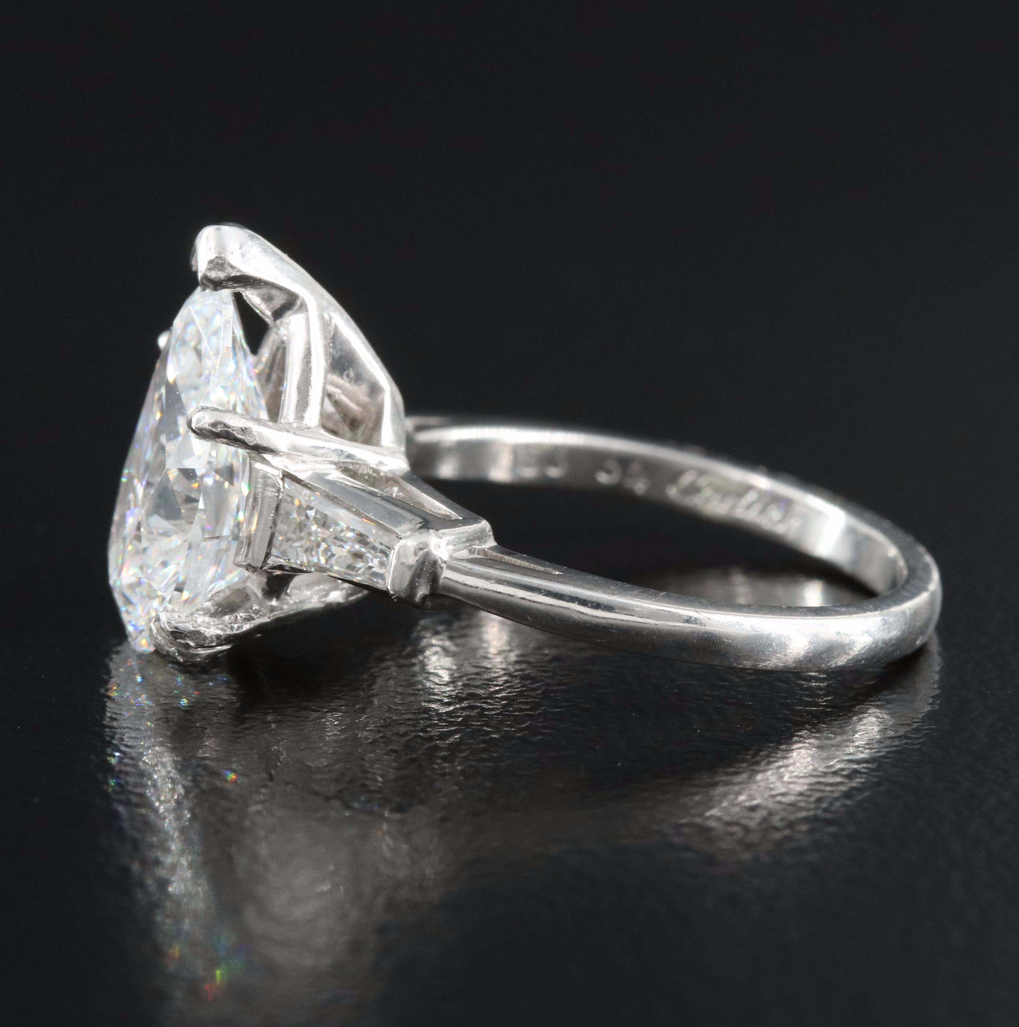 Cartier Platinum 3.40 CTW Diamond Pear Brilliant Center Diamond Ring