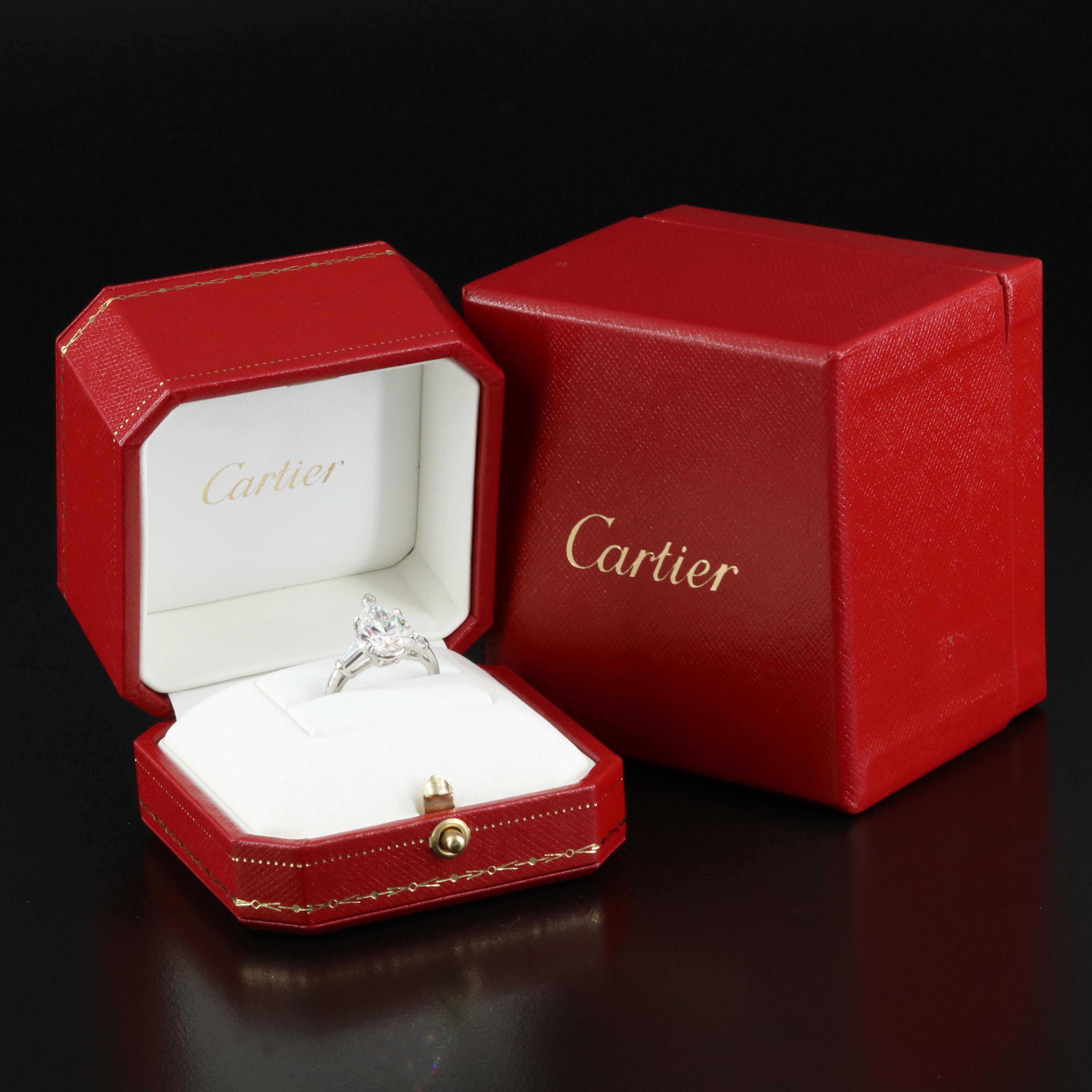 Cartier Platinum 3.40 CTW Diamond Pear Brilliant Center Diamond Ring