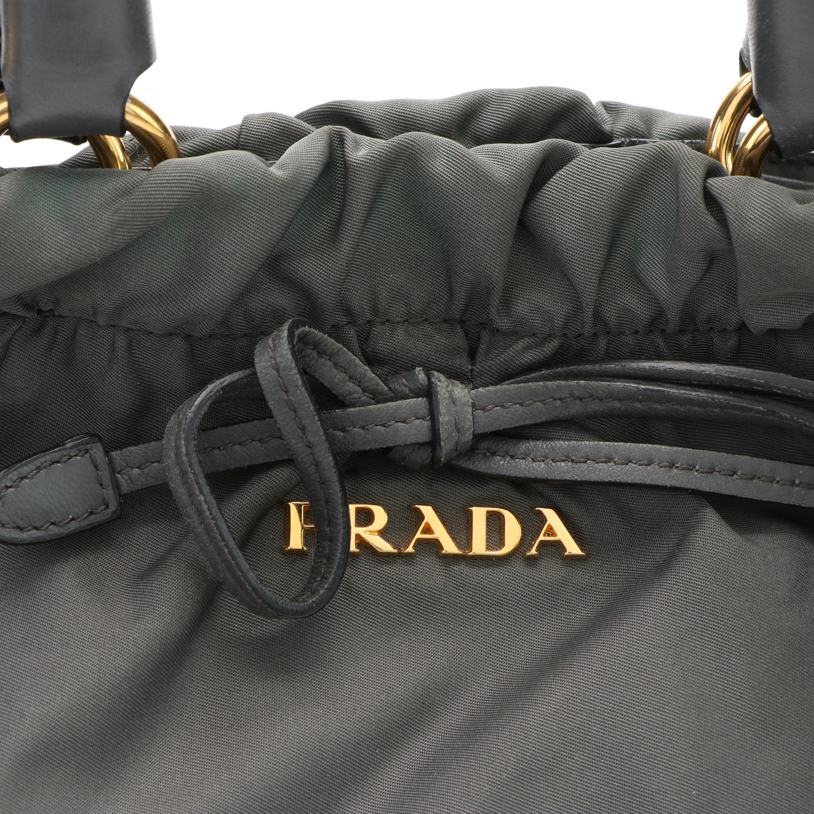 Prada Ribbon 2Way Tessuto Satchel in Gray Nylon and Leather