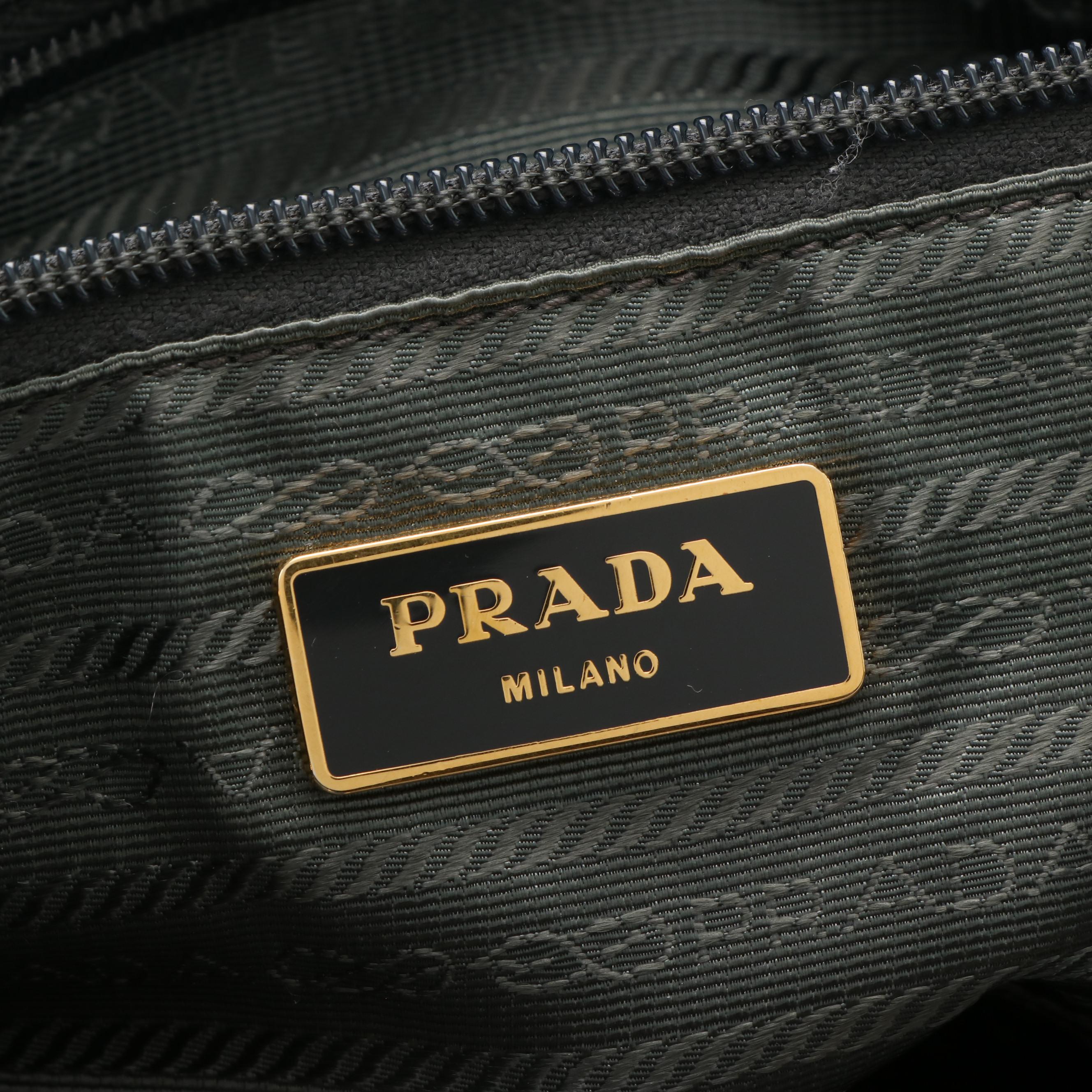 Prada Ribbon 2Way Tessuto Satchel in Gray Nylon and Leather
