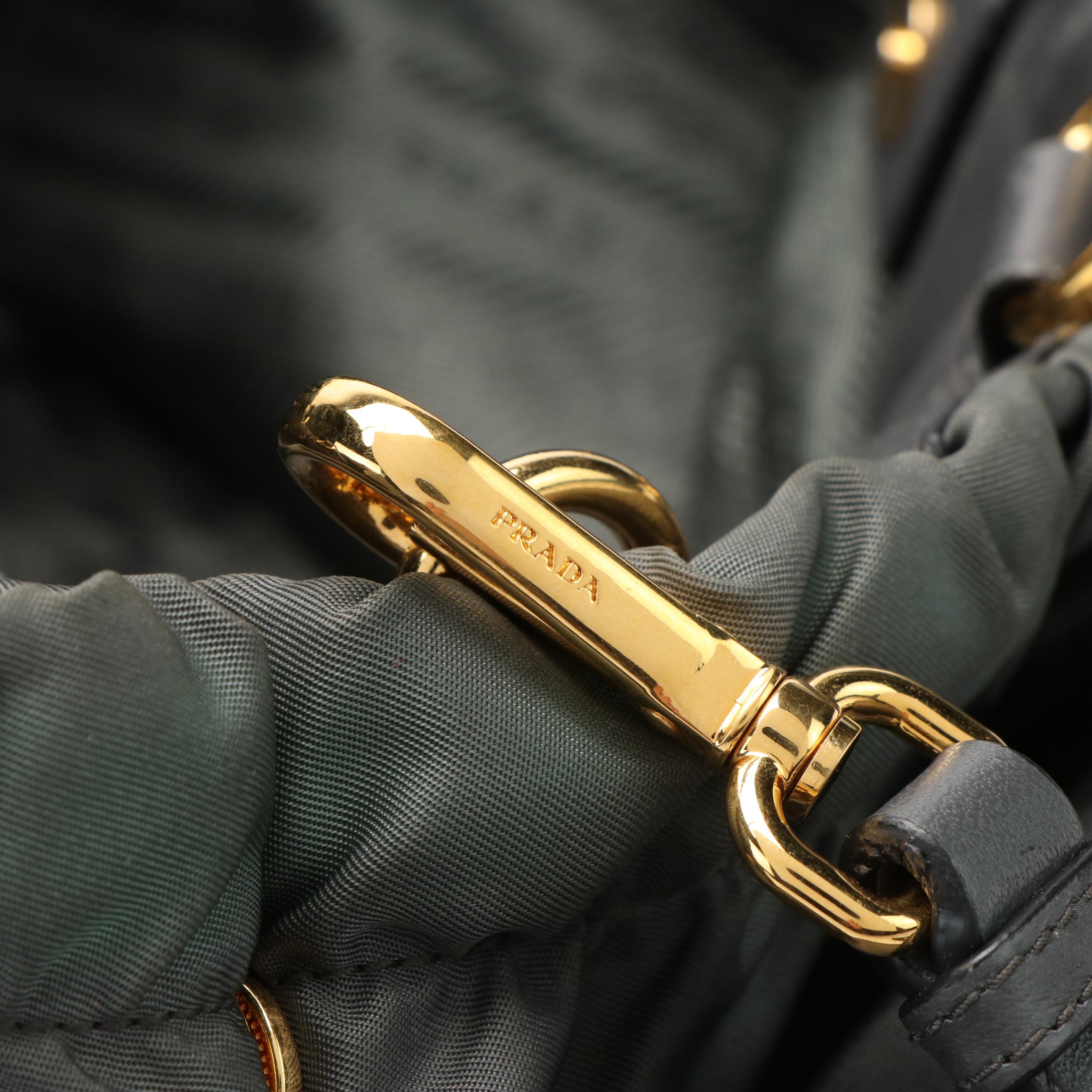 Prada Ribbon 2Way Tessuto Satchel in Gray Nylon and Leather