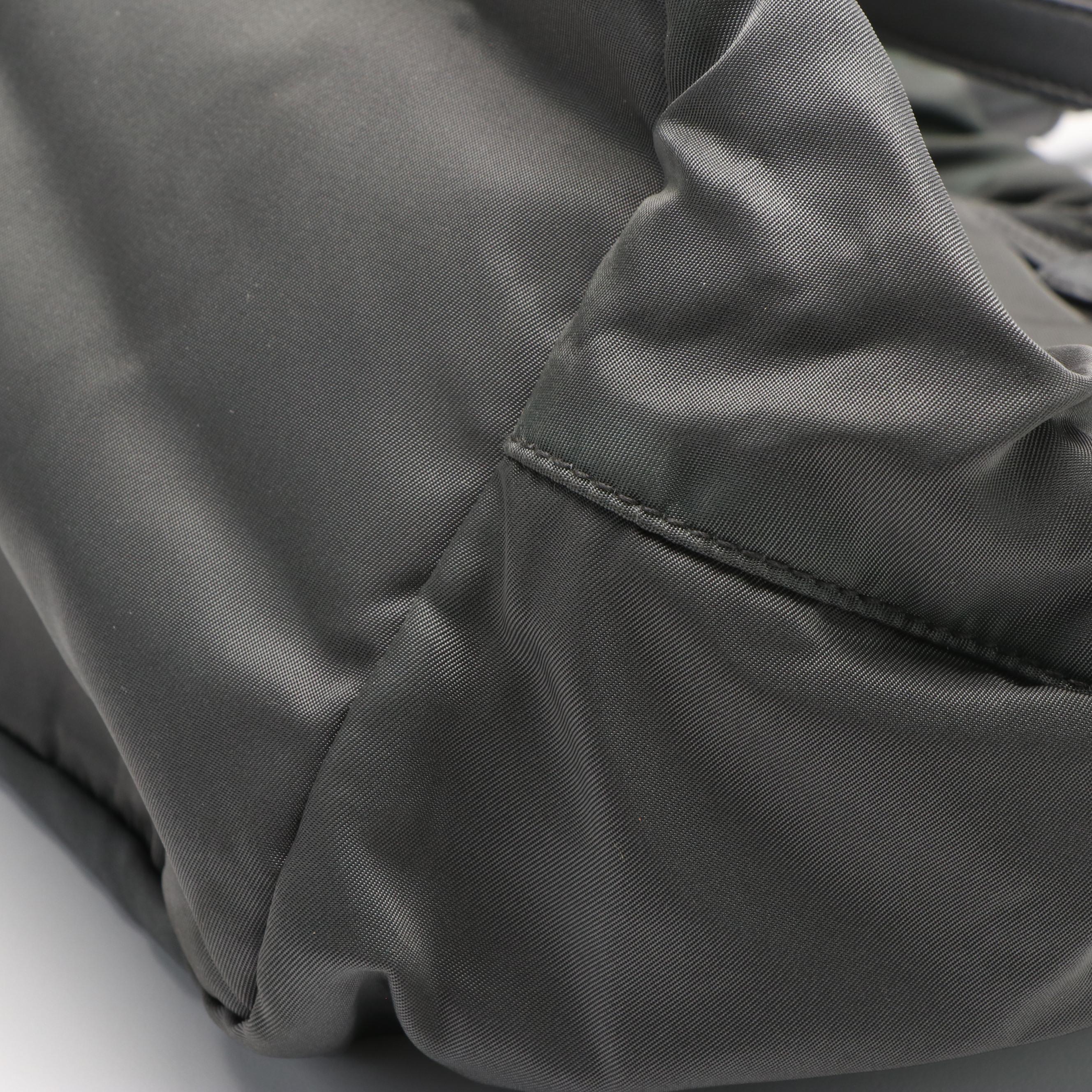 Prada Ribbon 2Way Tessuto Satchel in Gray Nylon and Leather