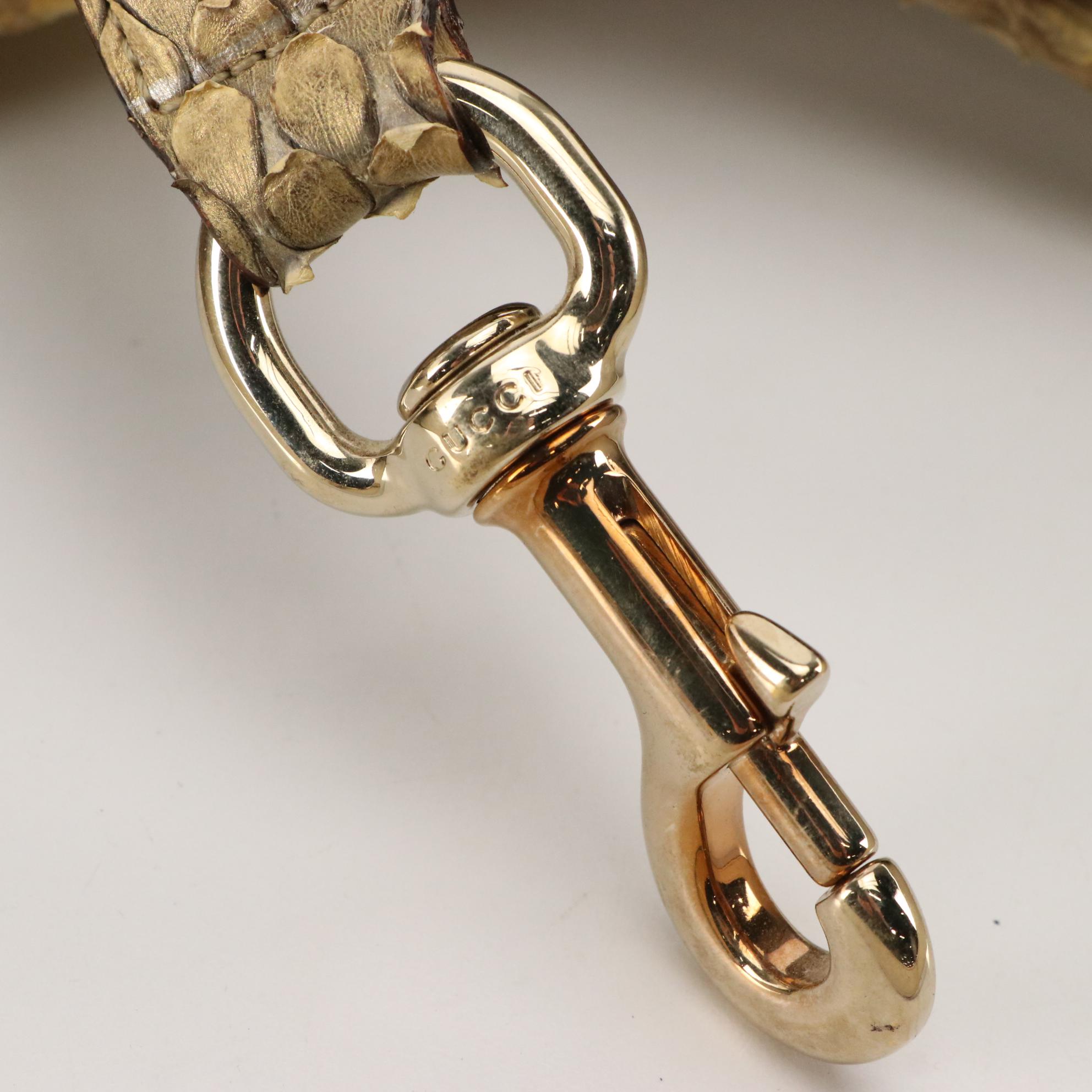 Gucci Python Skin Shoulder Bag with Lobster Claw Clasp
