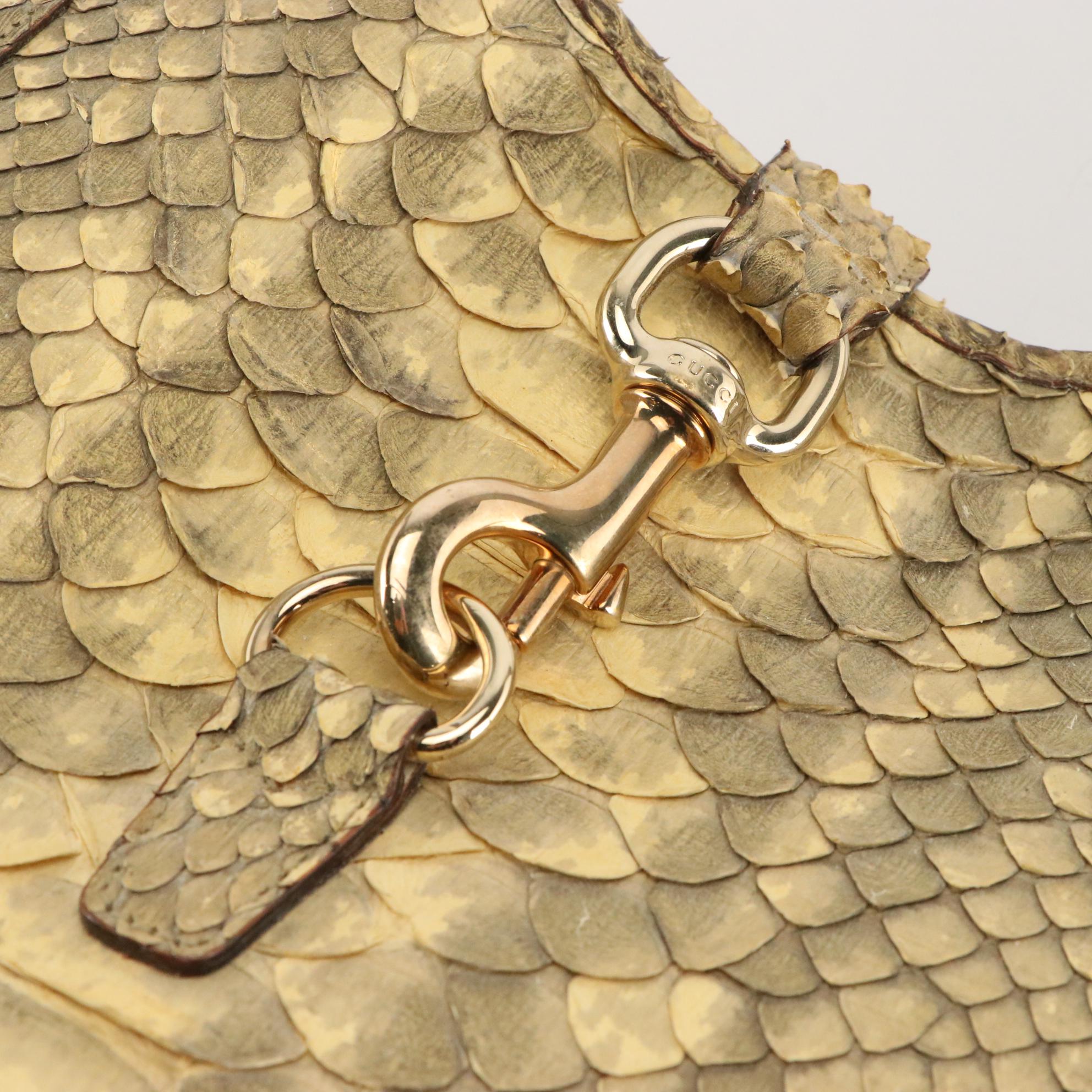 Gucci Python Skin Shoulder Bag with Lobster Claw Clasp