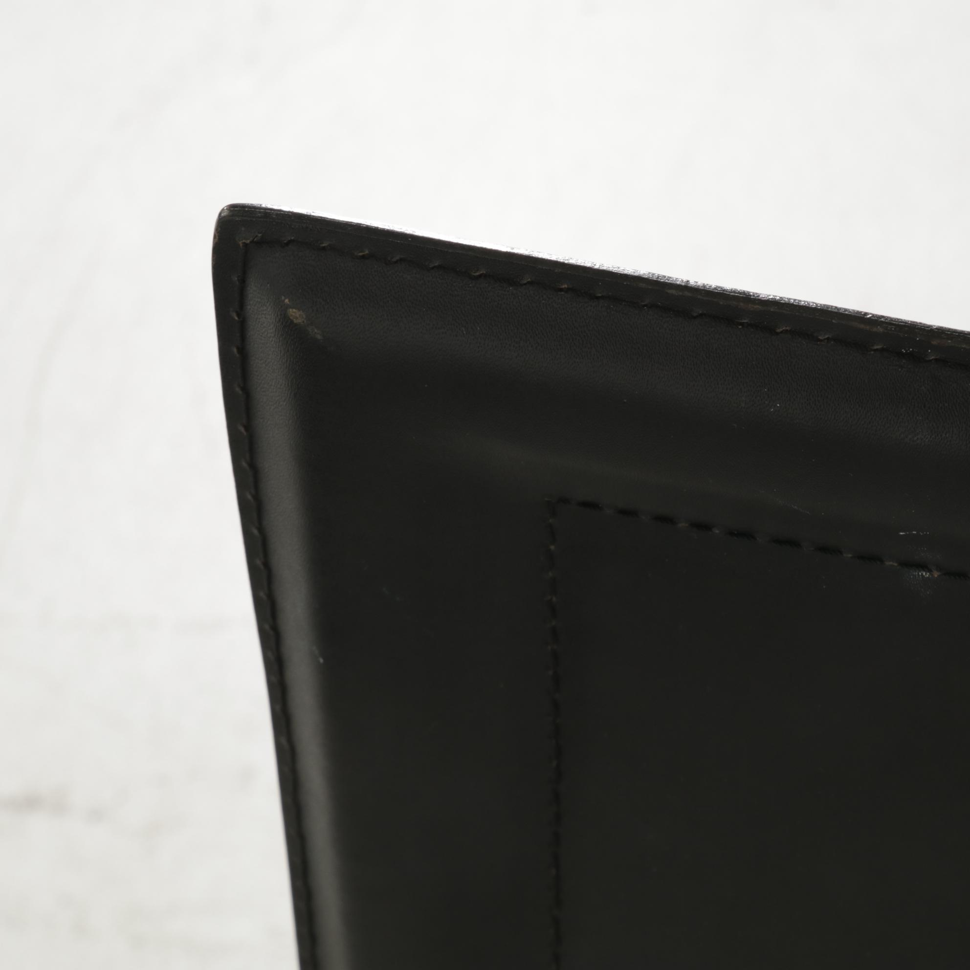 Four Modernist Style Faux Leather and Metal High-Back Dining Chairs