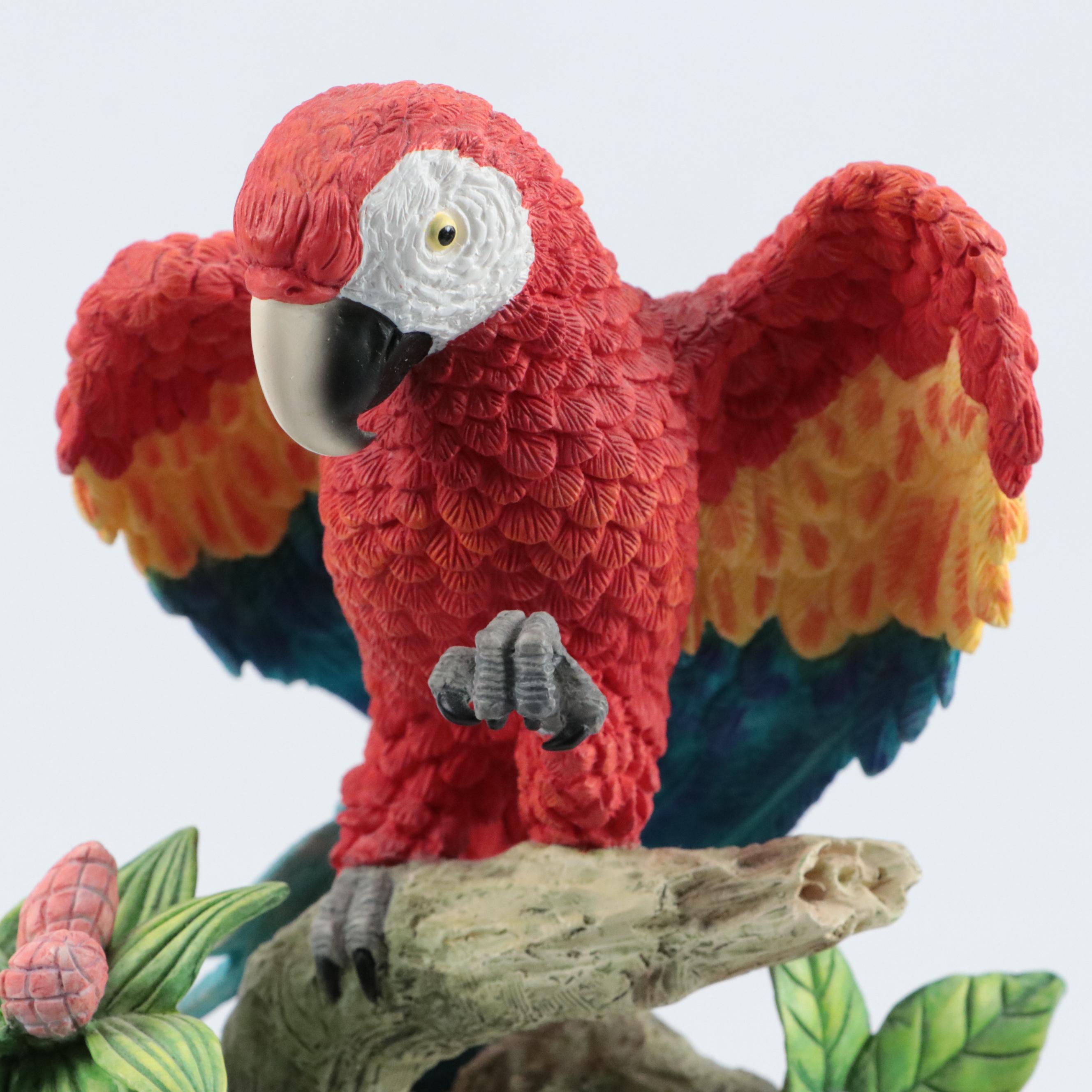 Andrea "Scarlet Macaw" Porcelain Figurine with NGS Resin Macaw Music Box