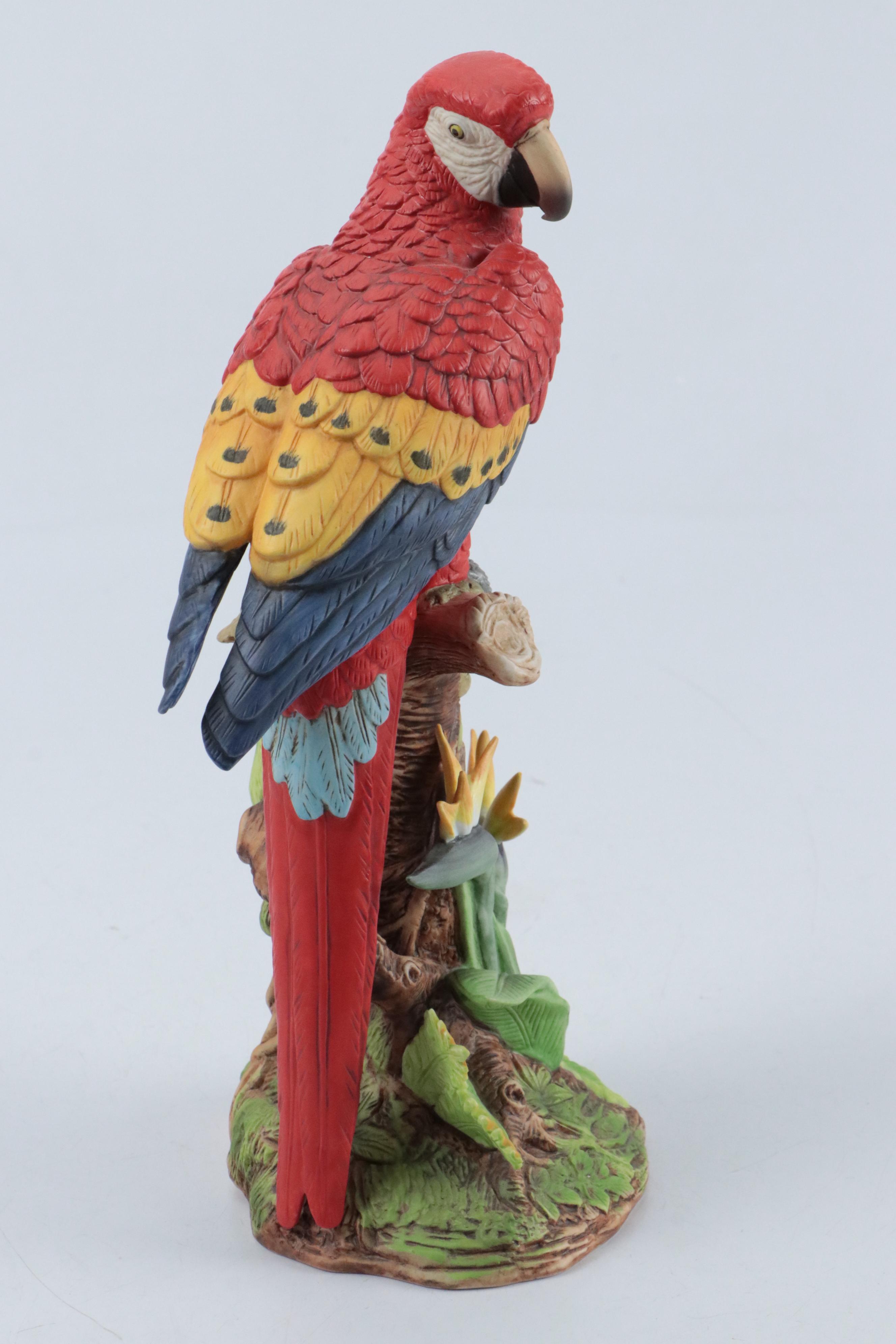 Andrea "Scarlet Macaw" Porcelain Figurine with NGS Resin Macaw Music Box