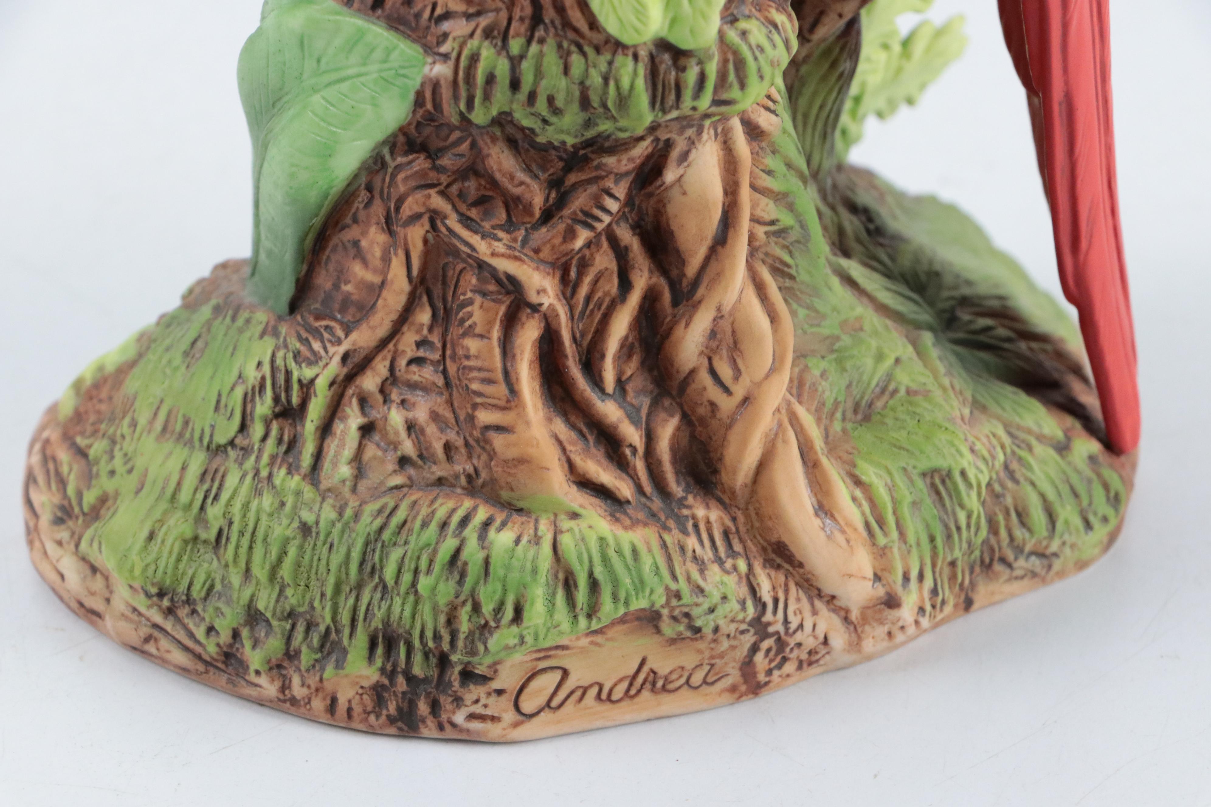 Andrea "Scarlet Macaw" Porcelain Figurine with NGS Resin Macaw Music Box