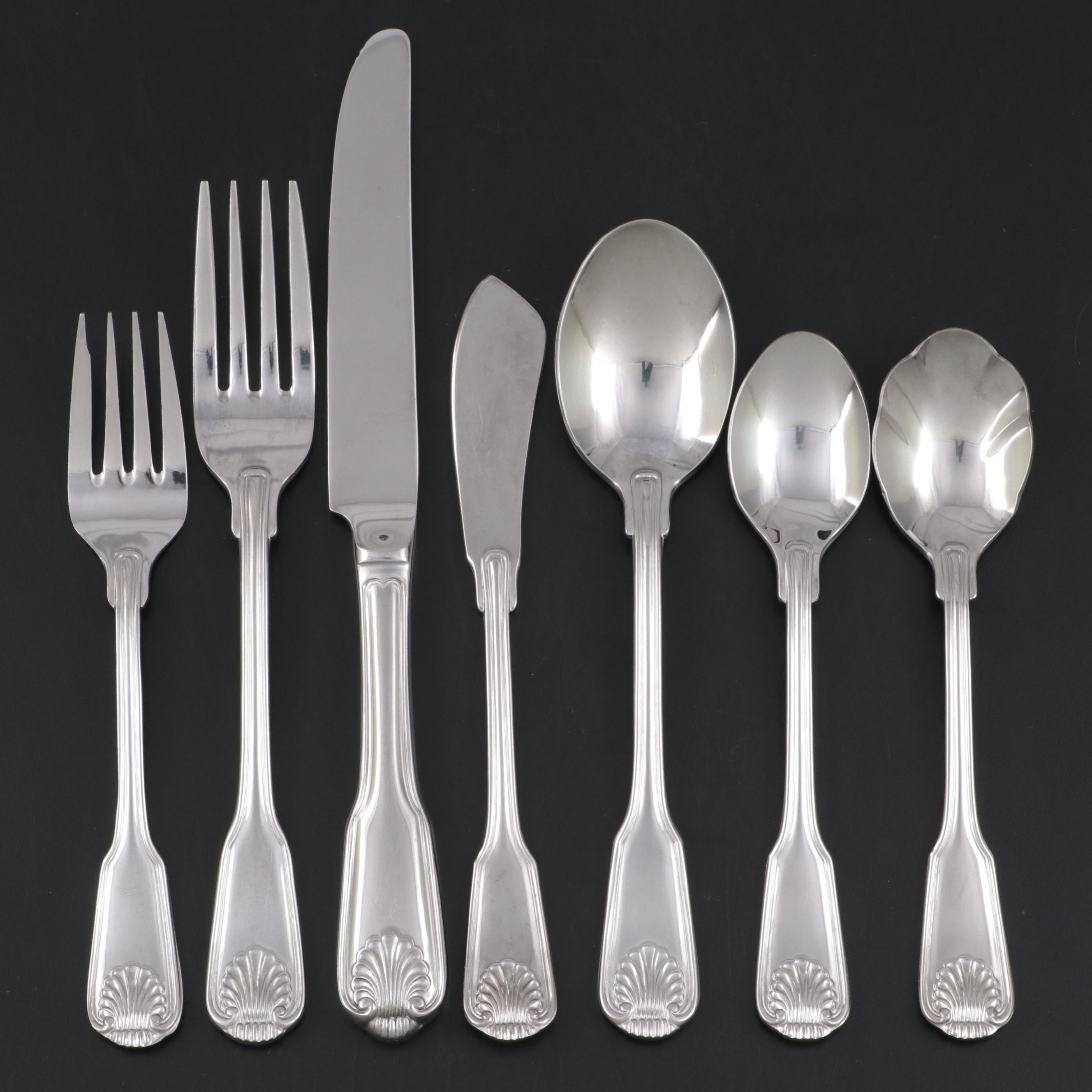 Supreme by Towle "London Shell" Stainless Steel Flatware, Late 20th Century