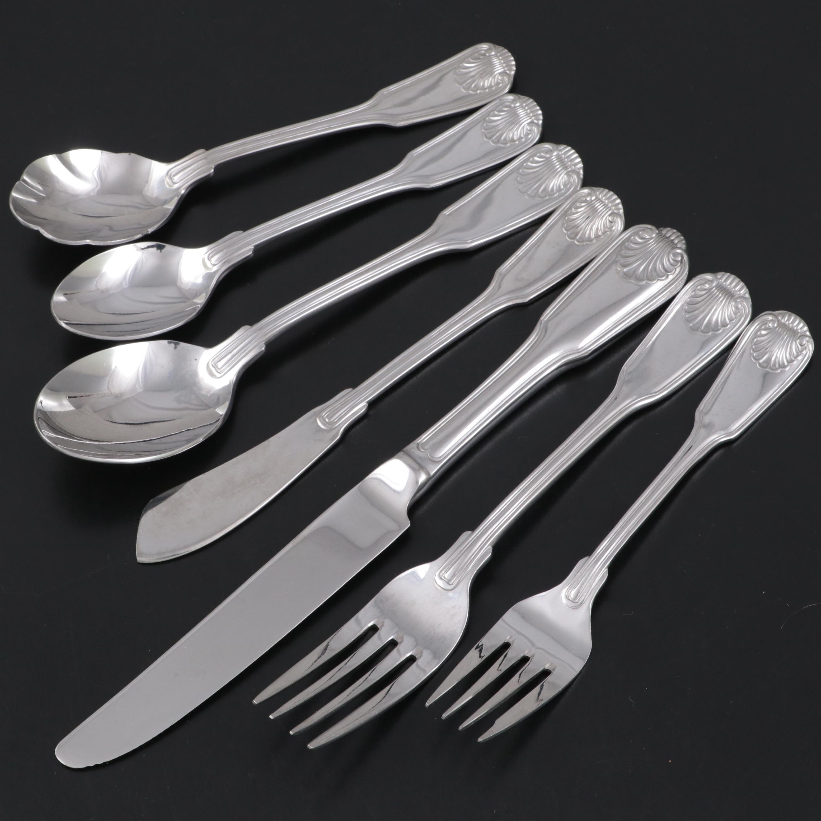Supreme by Towle "London Shell" Stainless Steel Flatware, Late 20th Century