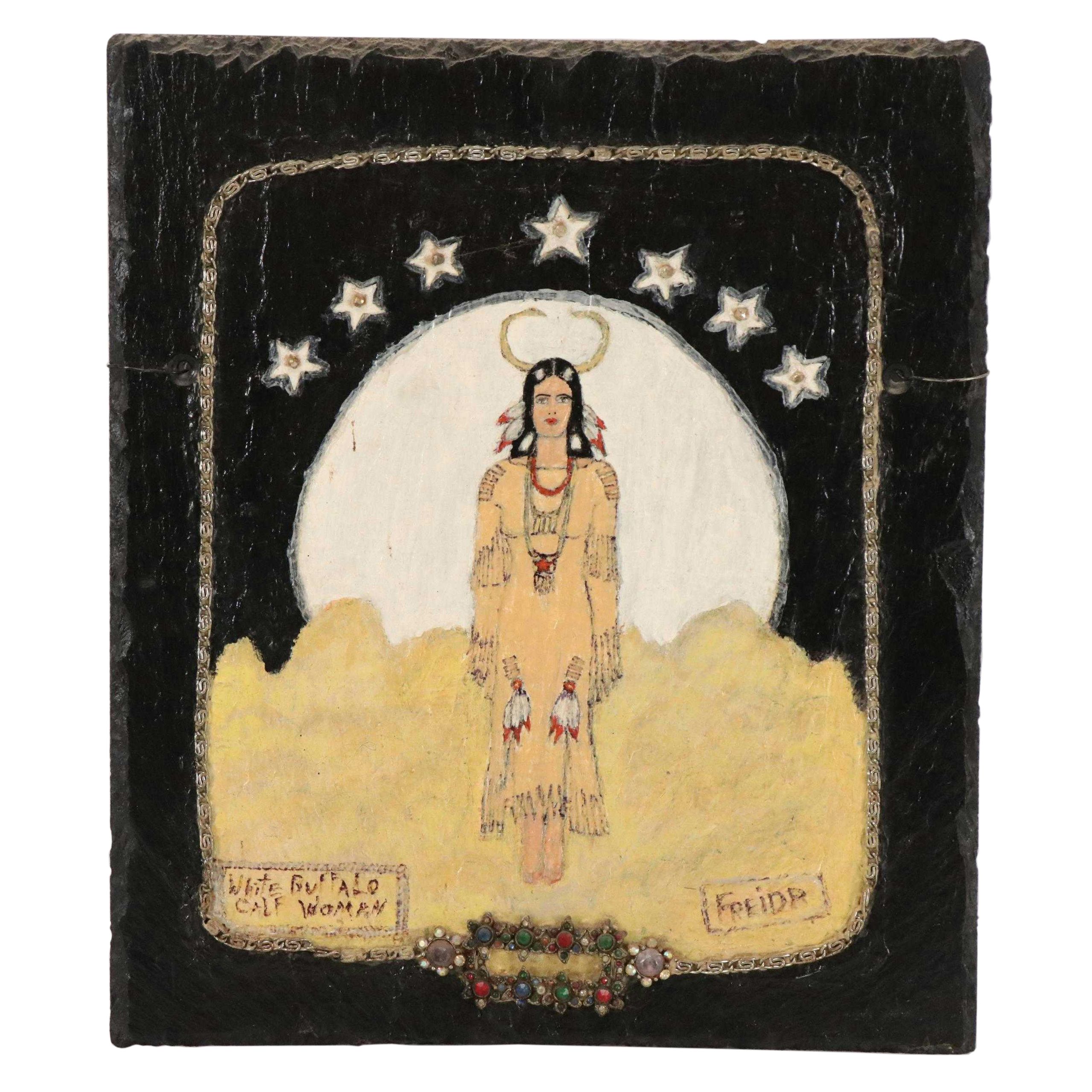 Frieda R. Hoffman Mixed Media Painting "White Buffalo Calf Woman"