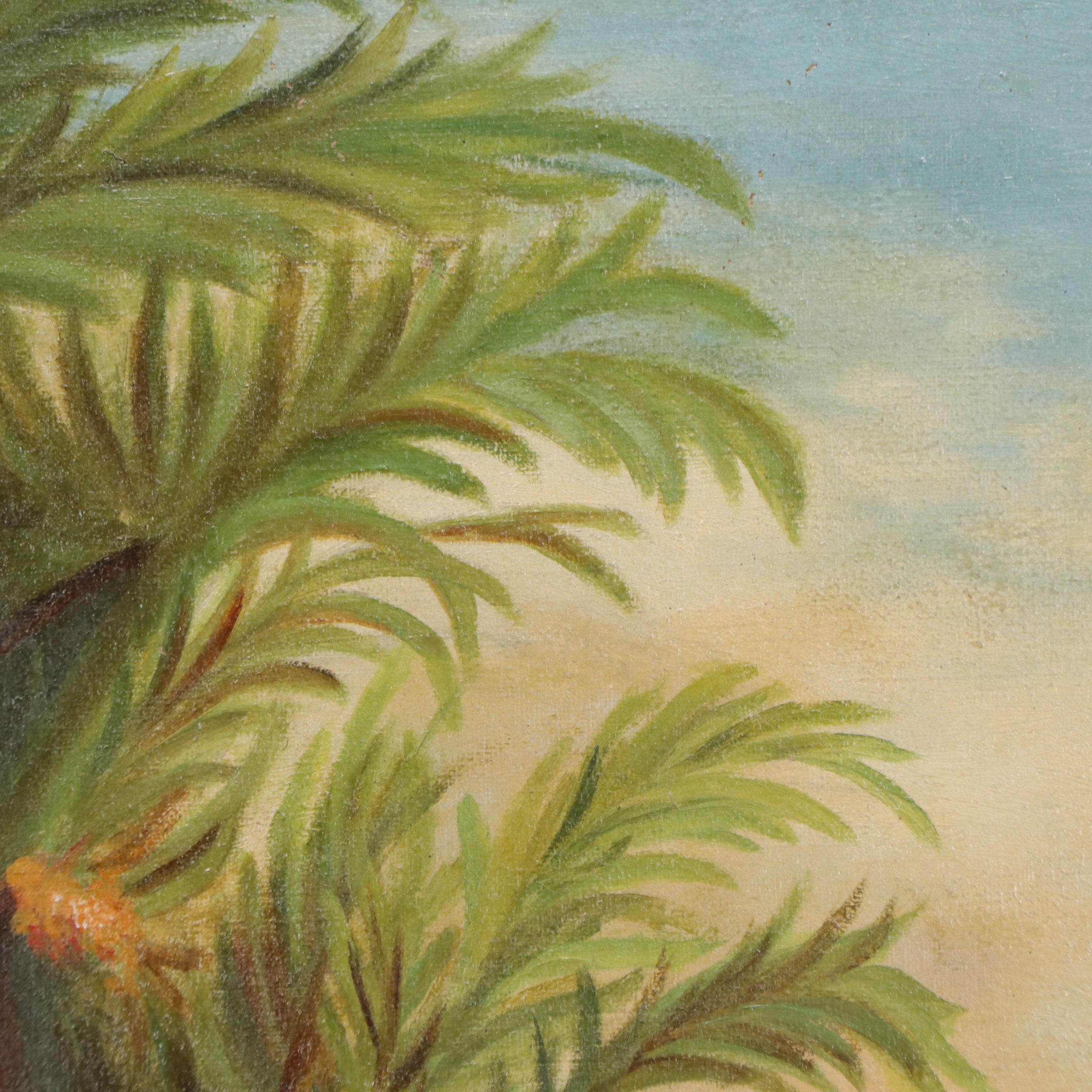 Victorian Orientalist Genre Oil Painting of an Oasis, 1905