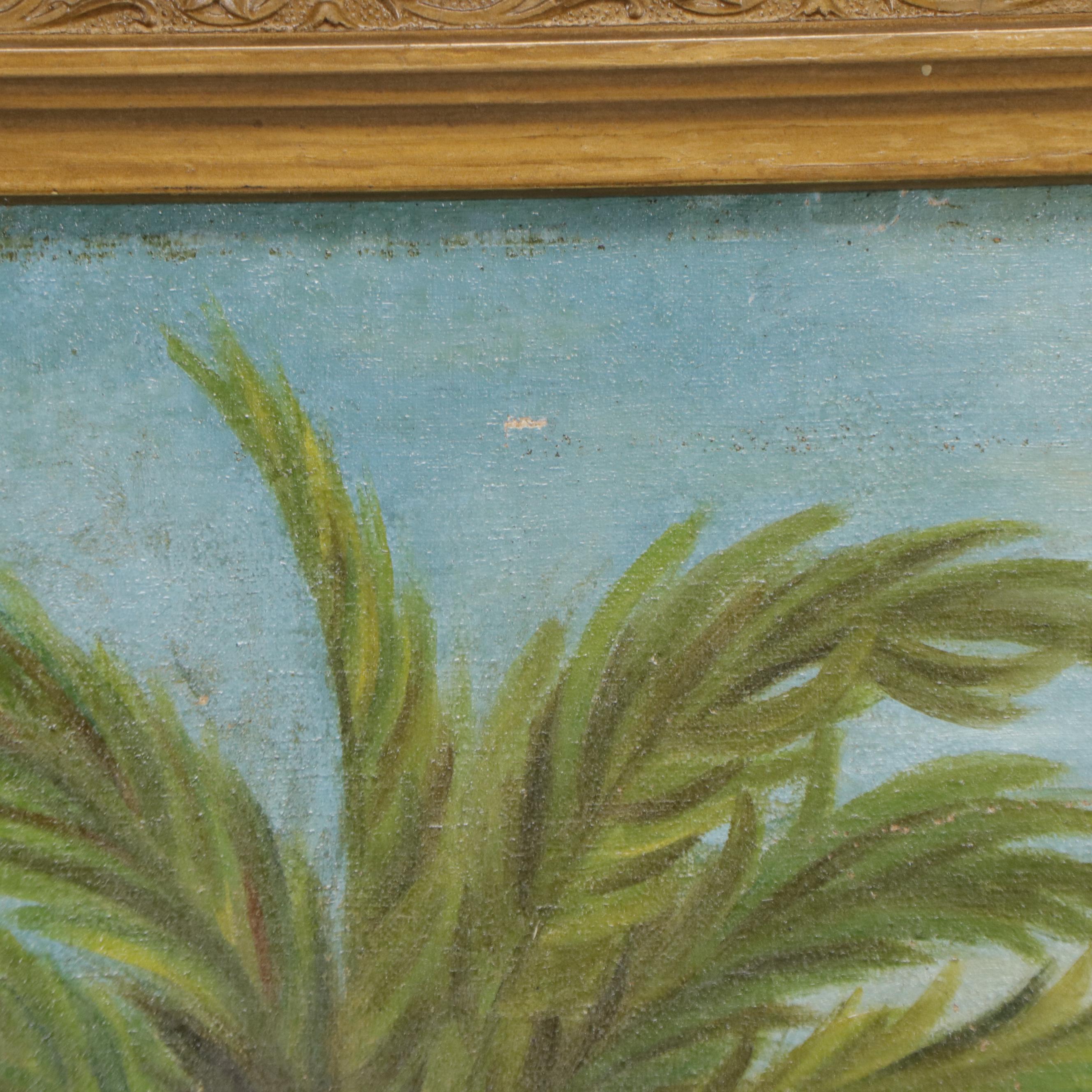 Victorian Orientalist Genre Oil Painting of an Oasis, 1905