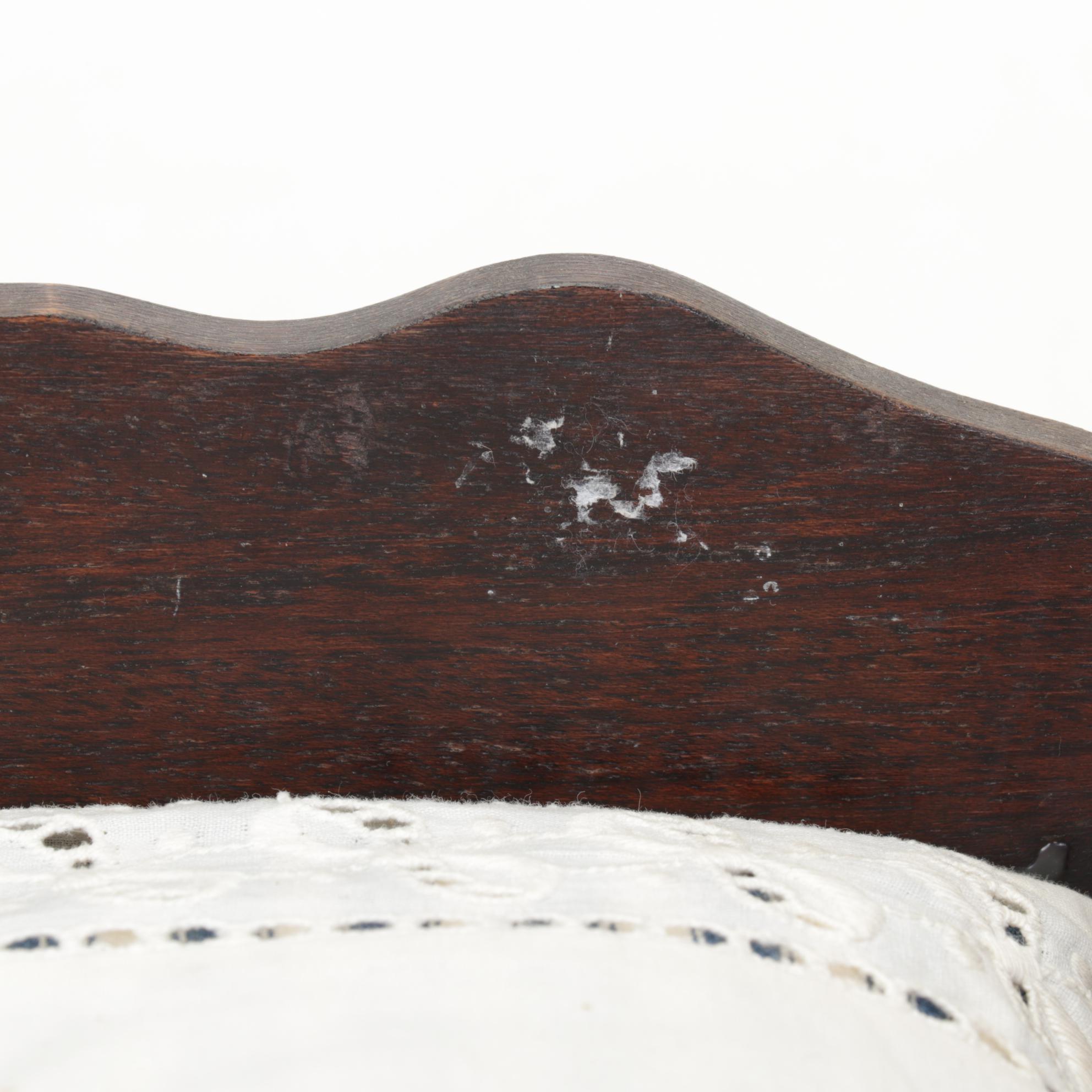 Victorian Wooden Doll Bed with Handmade Bedding