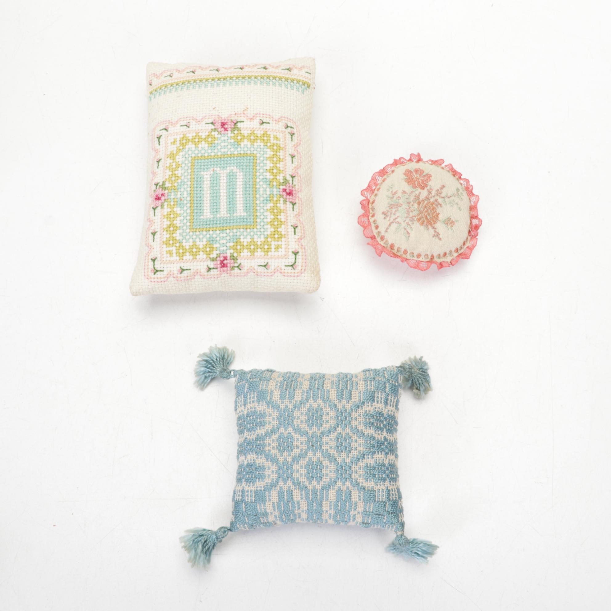 Victorian Wooden Doll Bed with Handmade Bedding