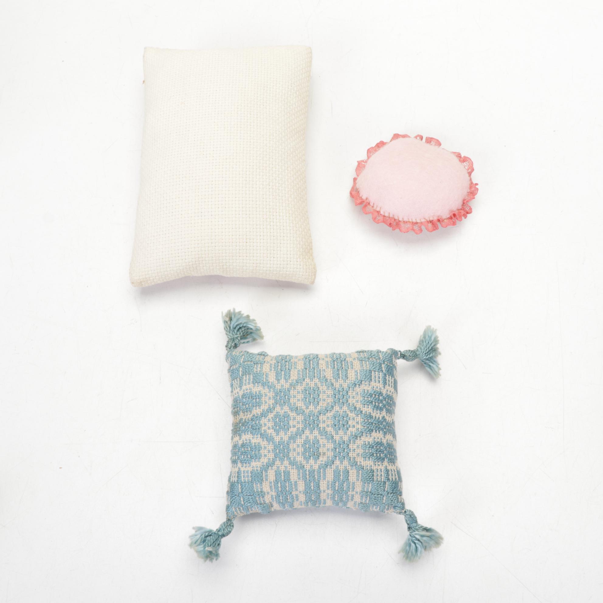 Victorian Wooden Doll Bed with Handmade Bedding