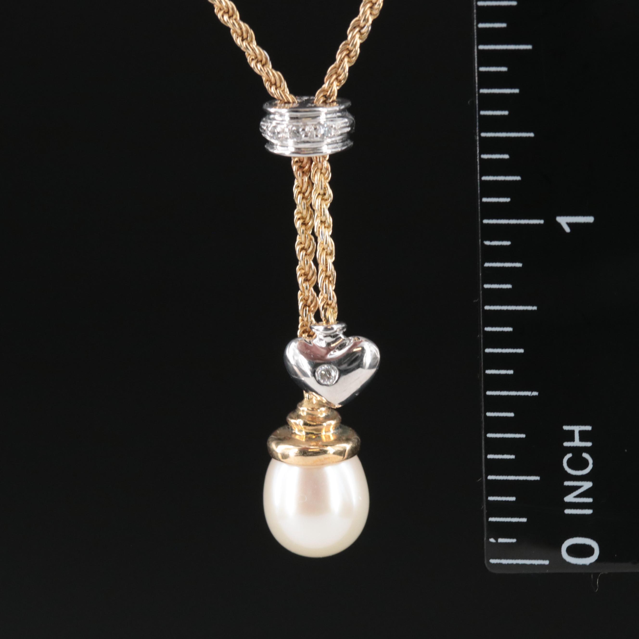 14K Pearl and Diamond Necklace