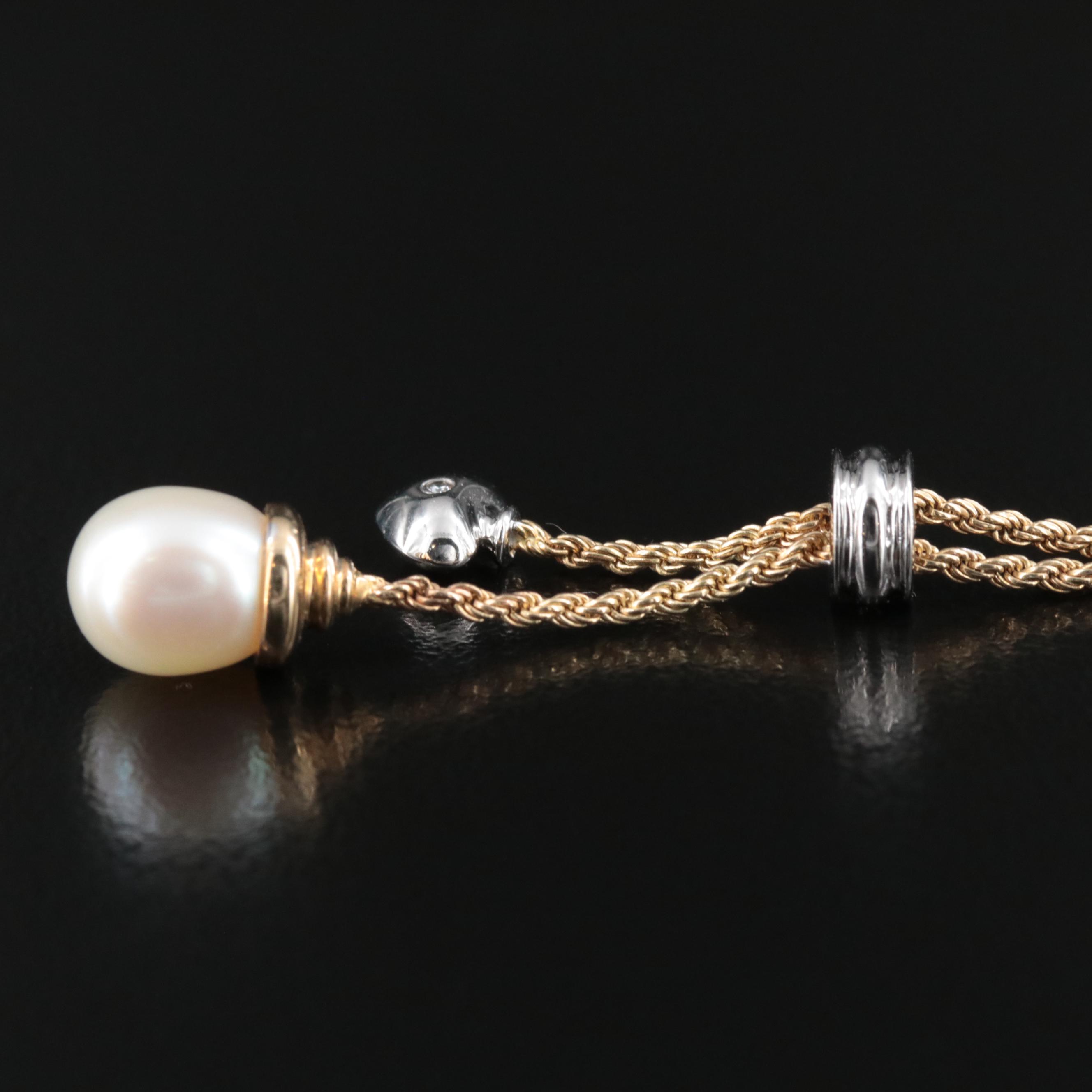 14K Pearl and Diamond Necklace