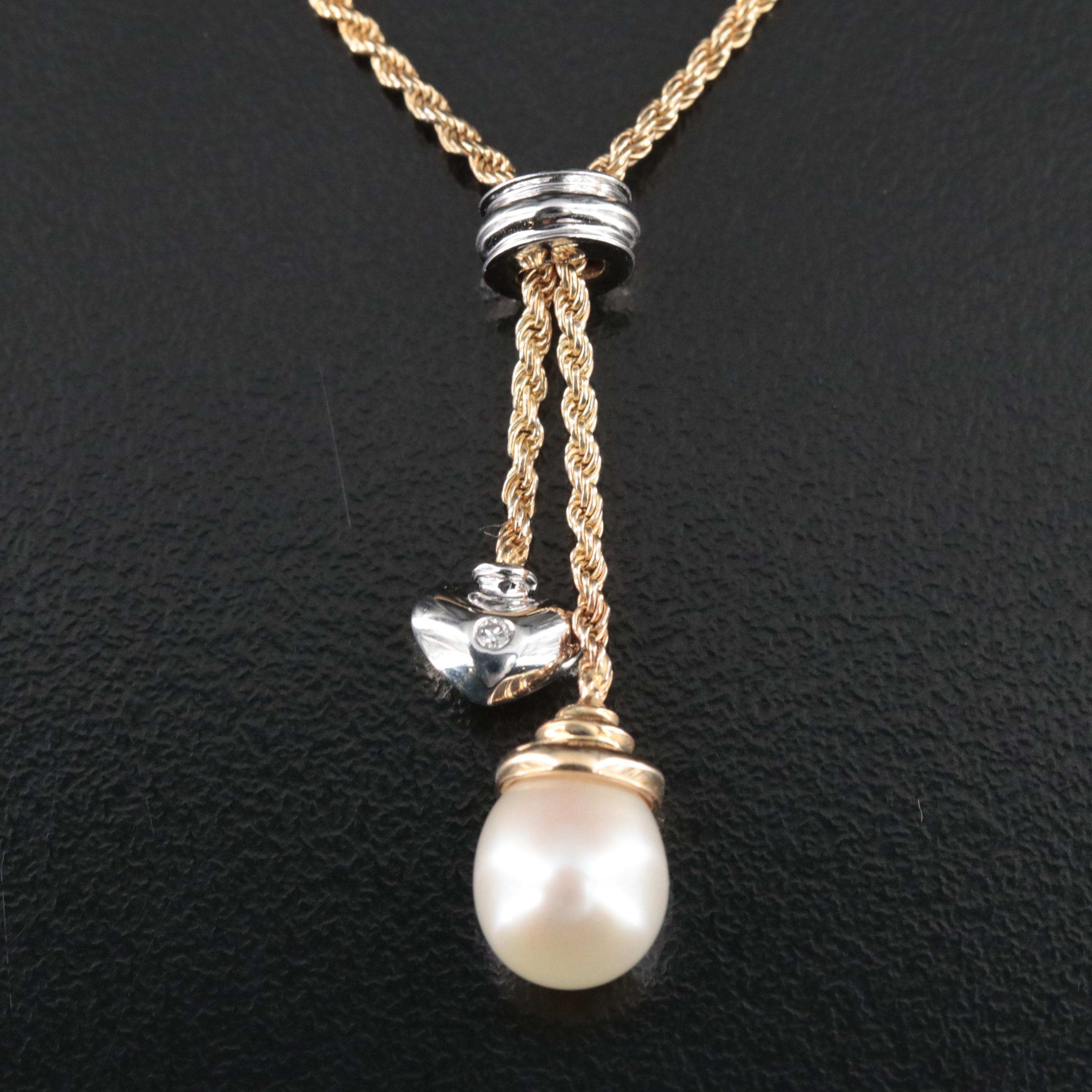 14K Pearl and Diamond Necklace