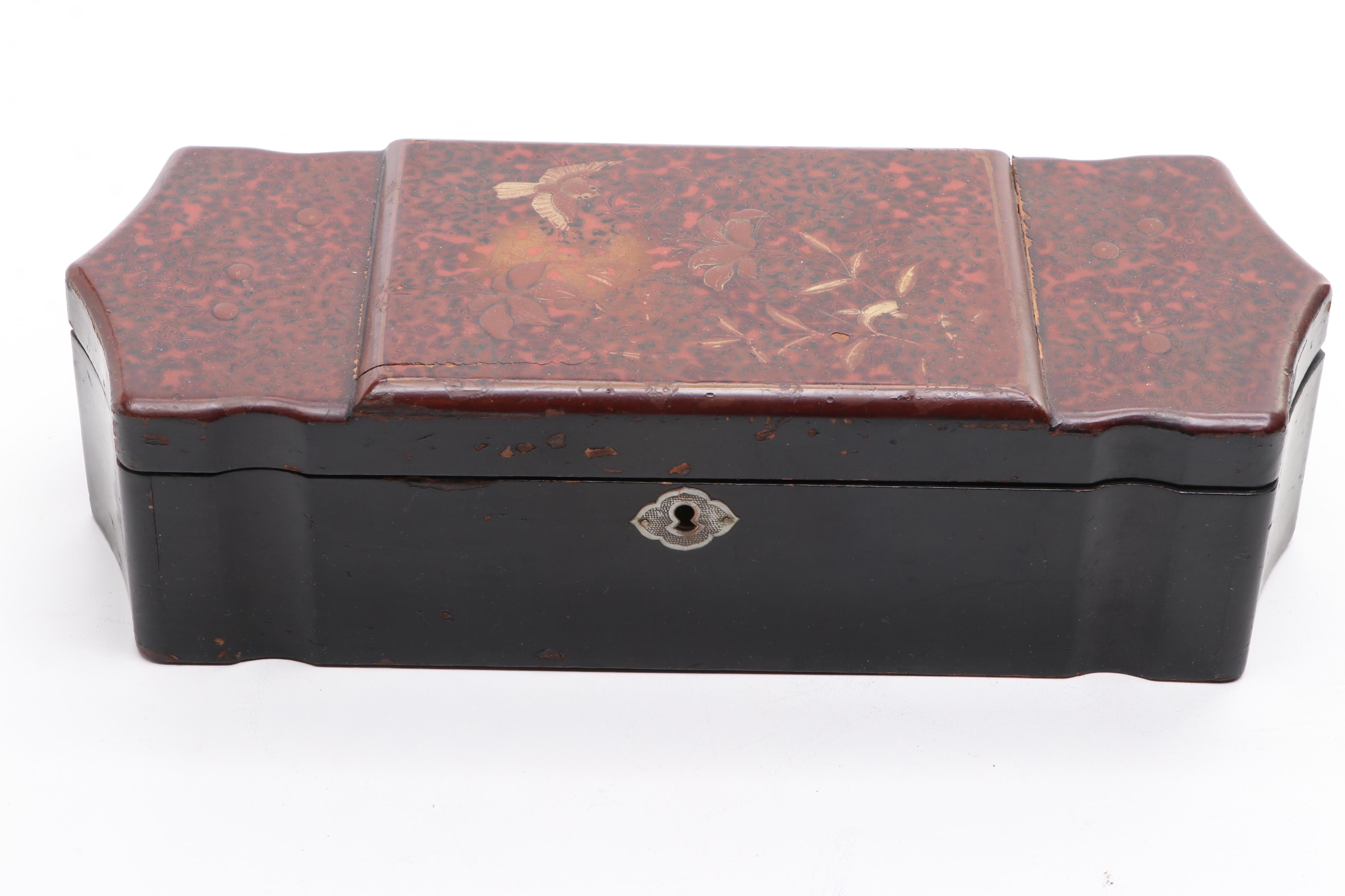 Laquerware and Wooden Glove Box and Jewelry Box