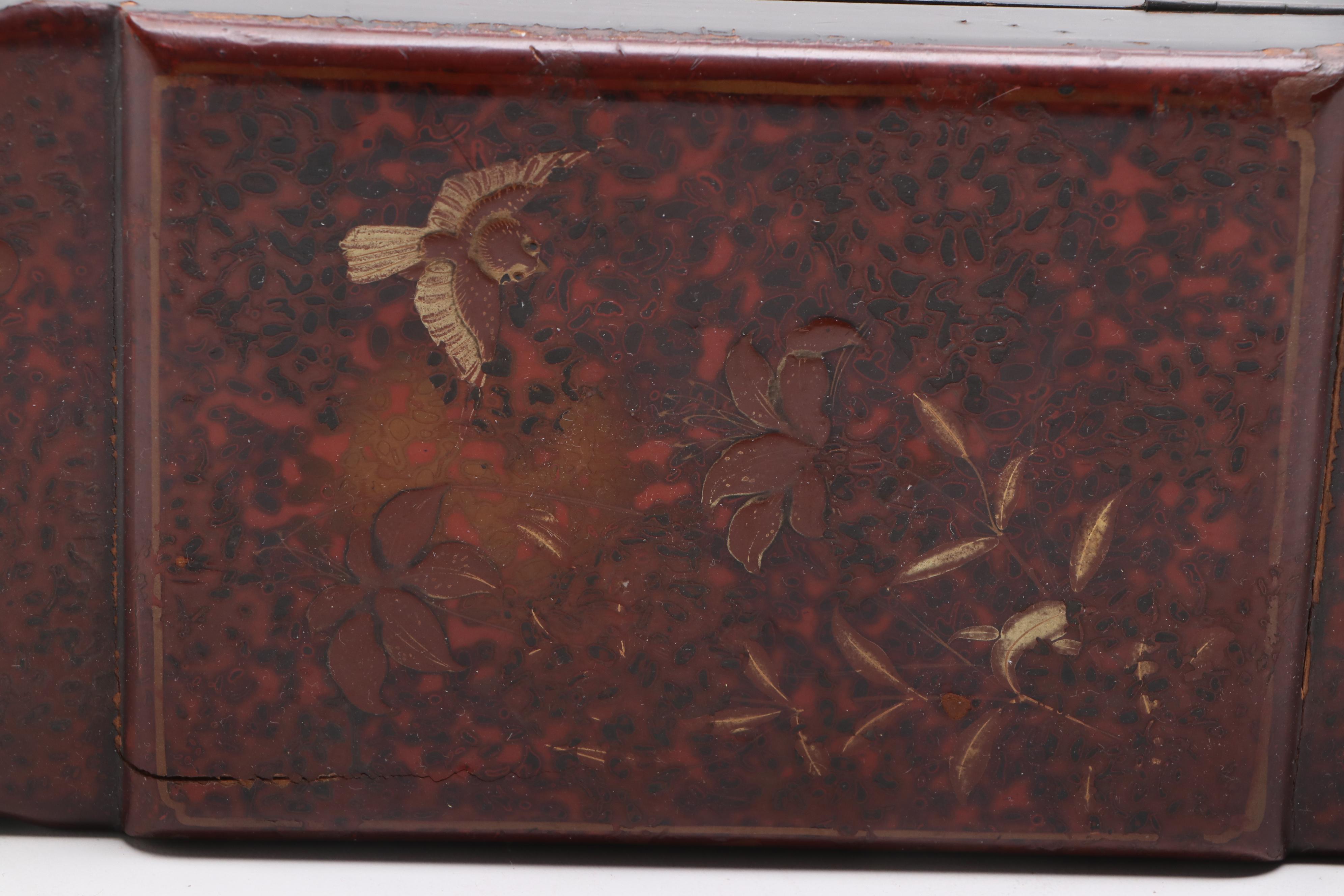 Laquerware and Wooden Glove Box and Jewelry Box