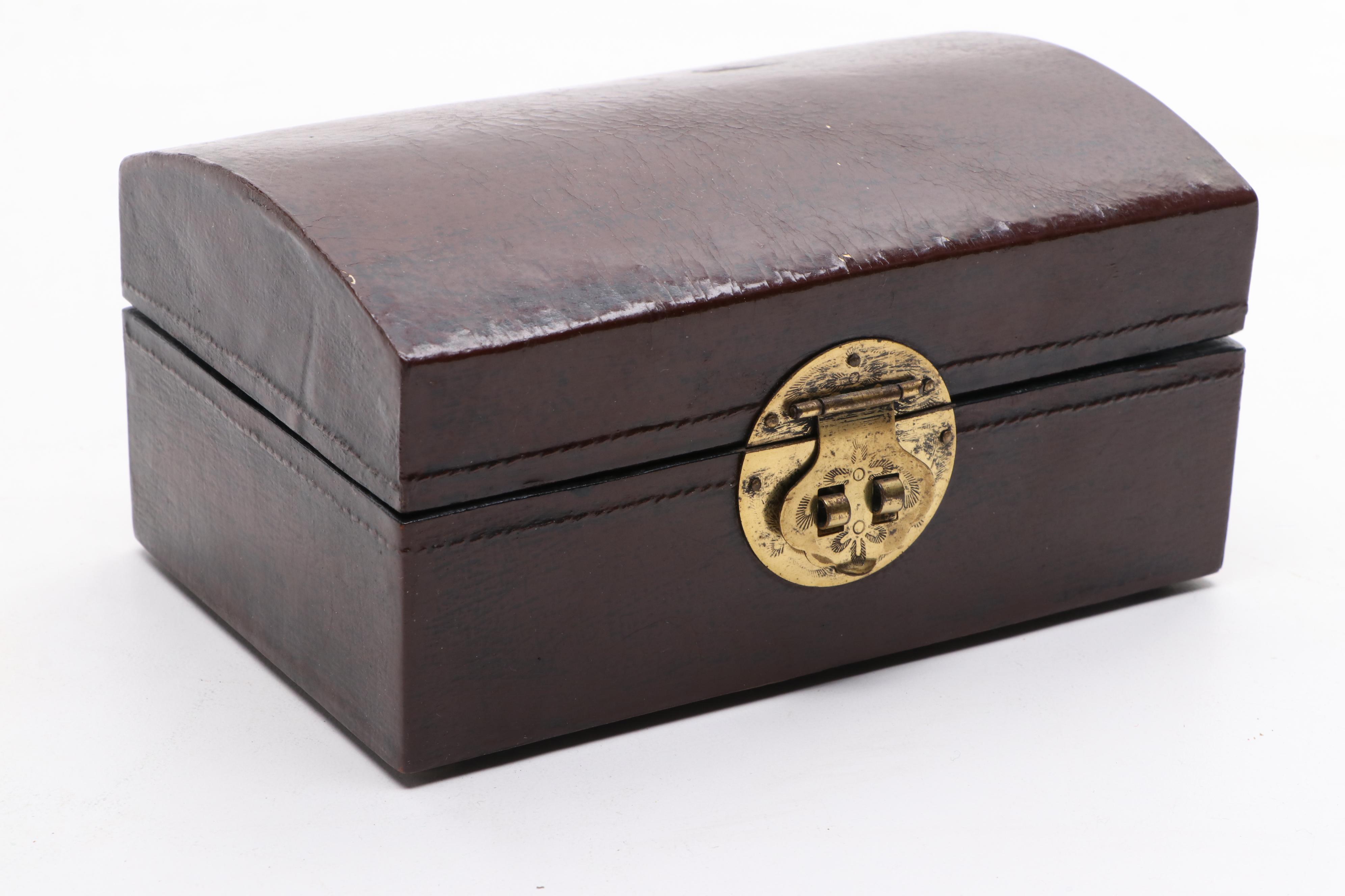 Laquerware and Wooden Glove Box and Jewelry Box