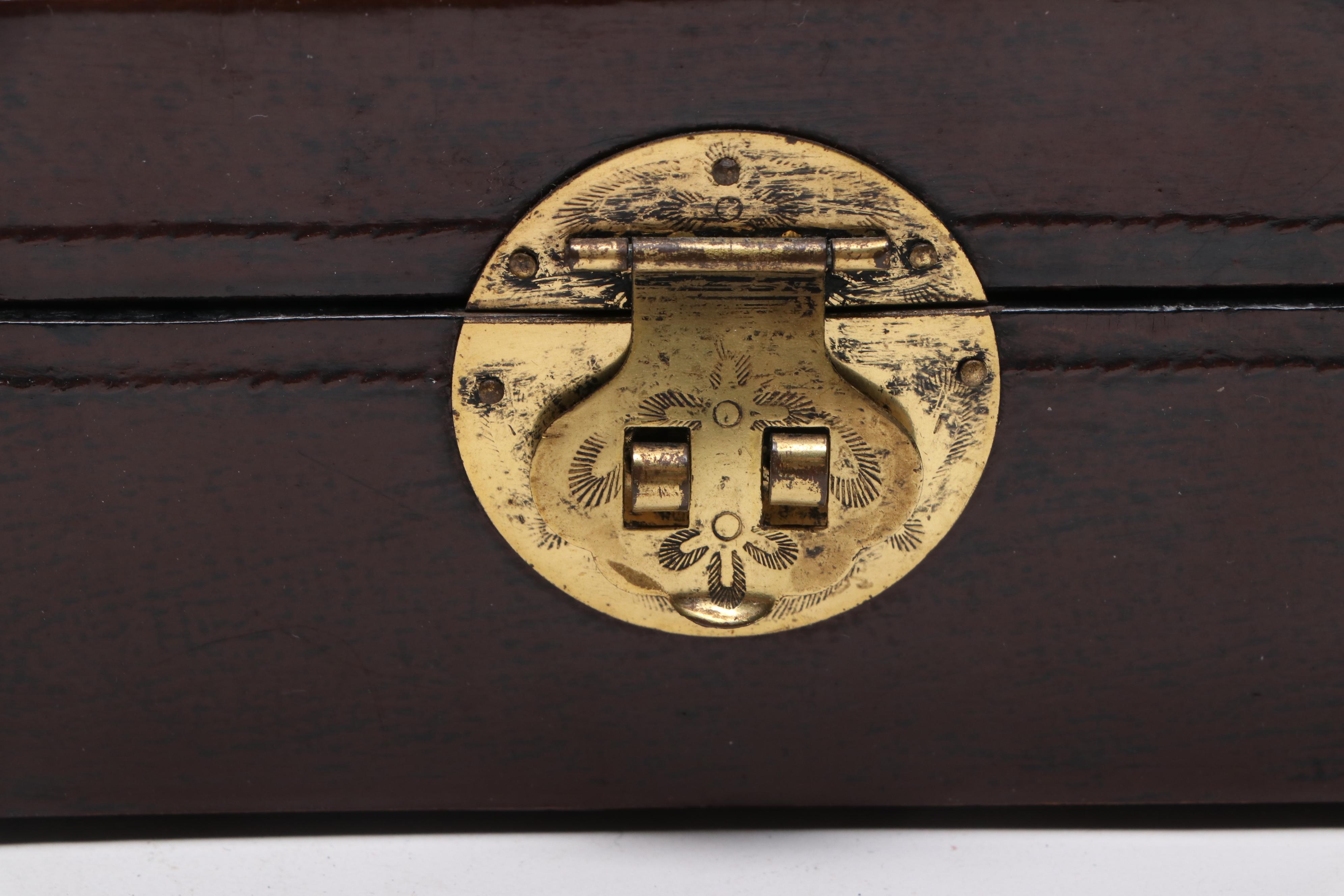 Laquerware and Wooden Glove Box and Jewelry Box