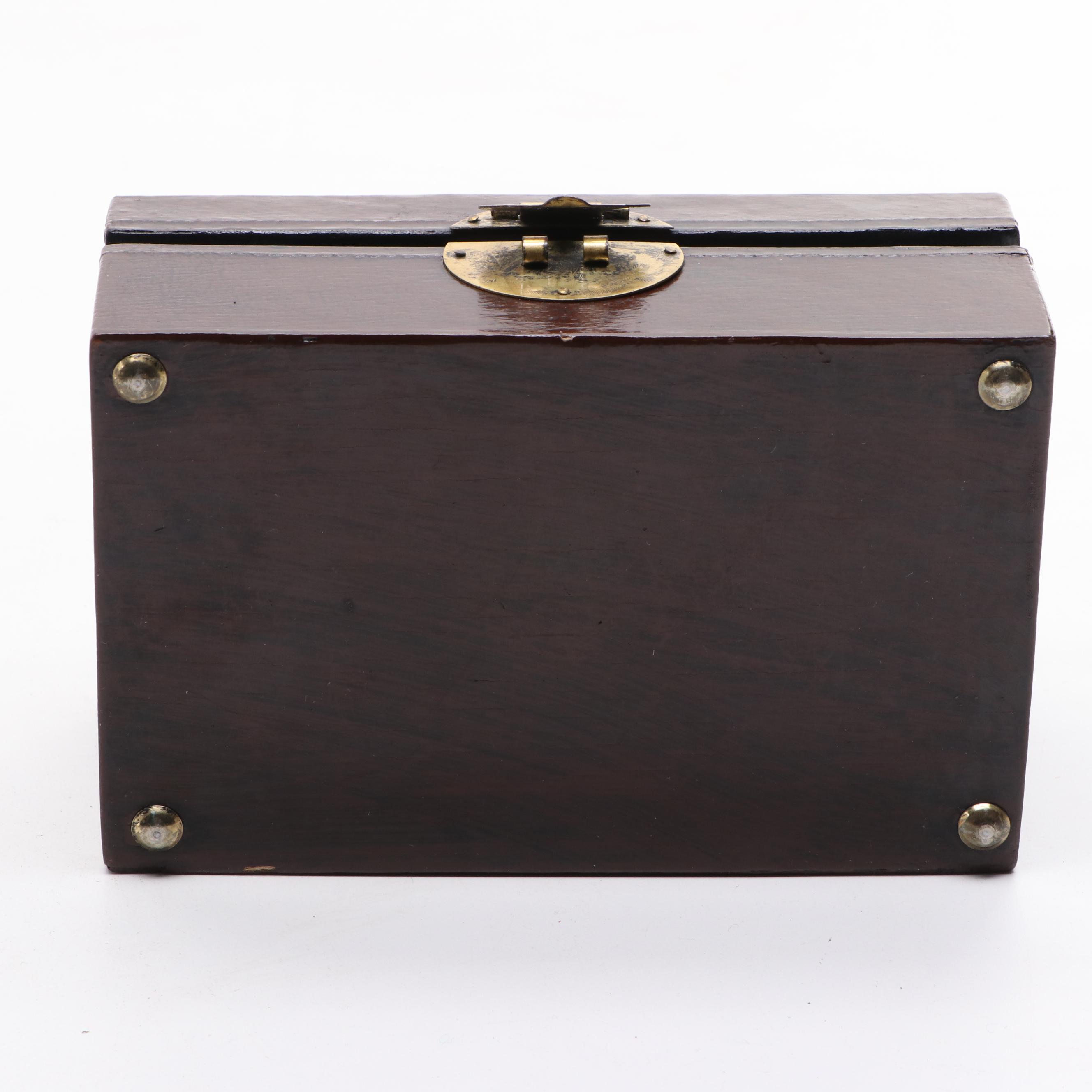 Laquerware and Wooden Glove Box and Jewelry Box