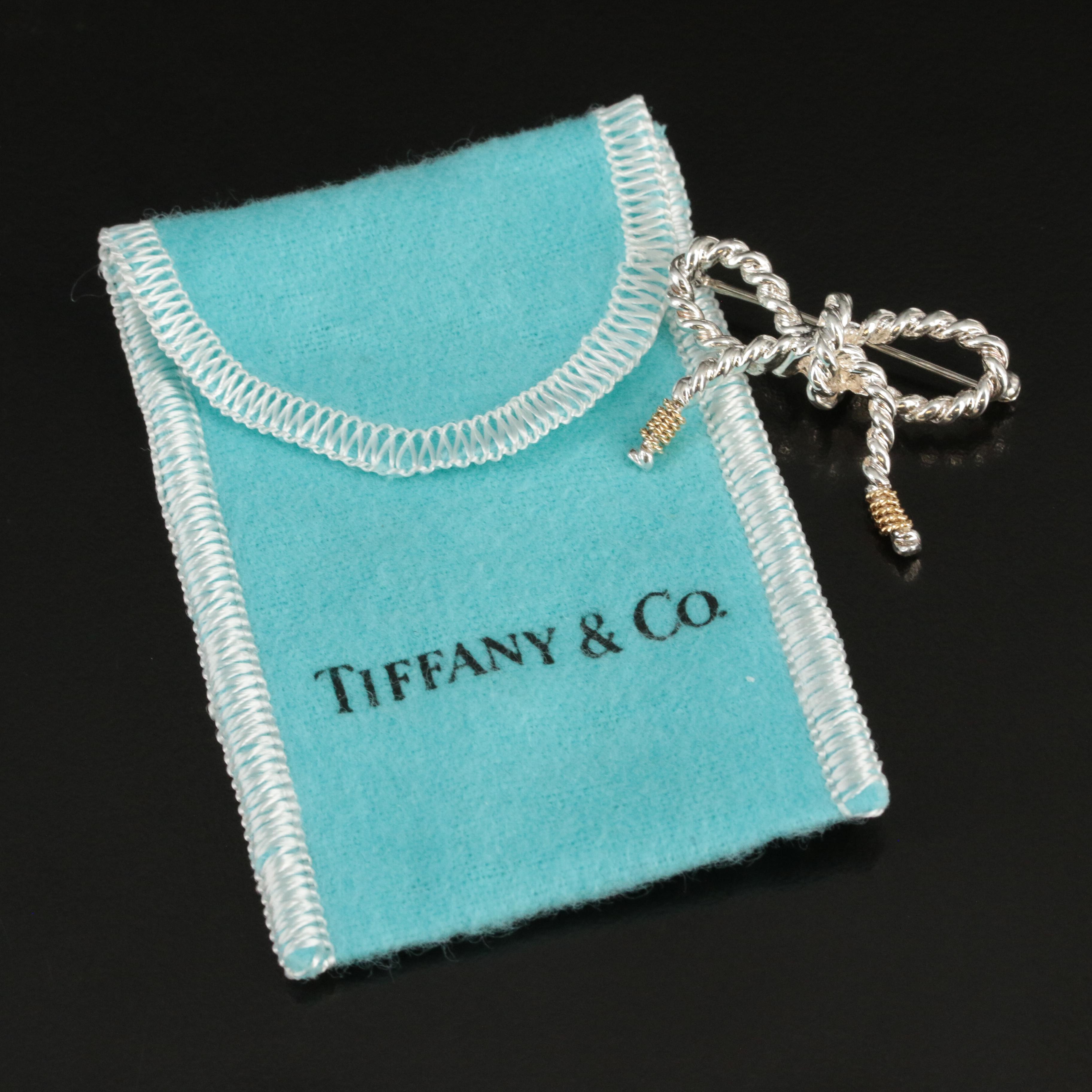 Tiffany & Co. Sterling and 18K Bow Brooch
