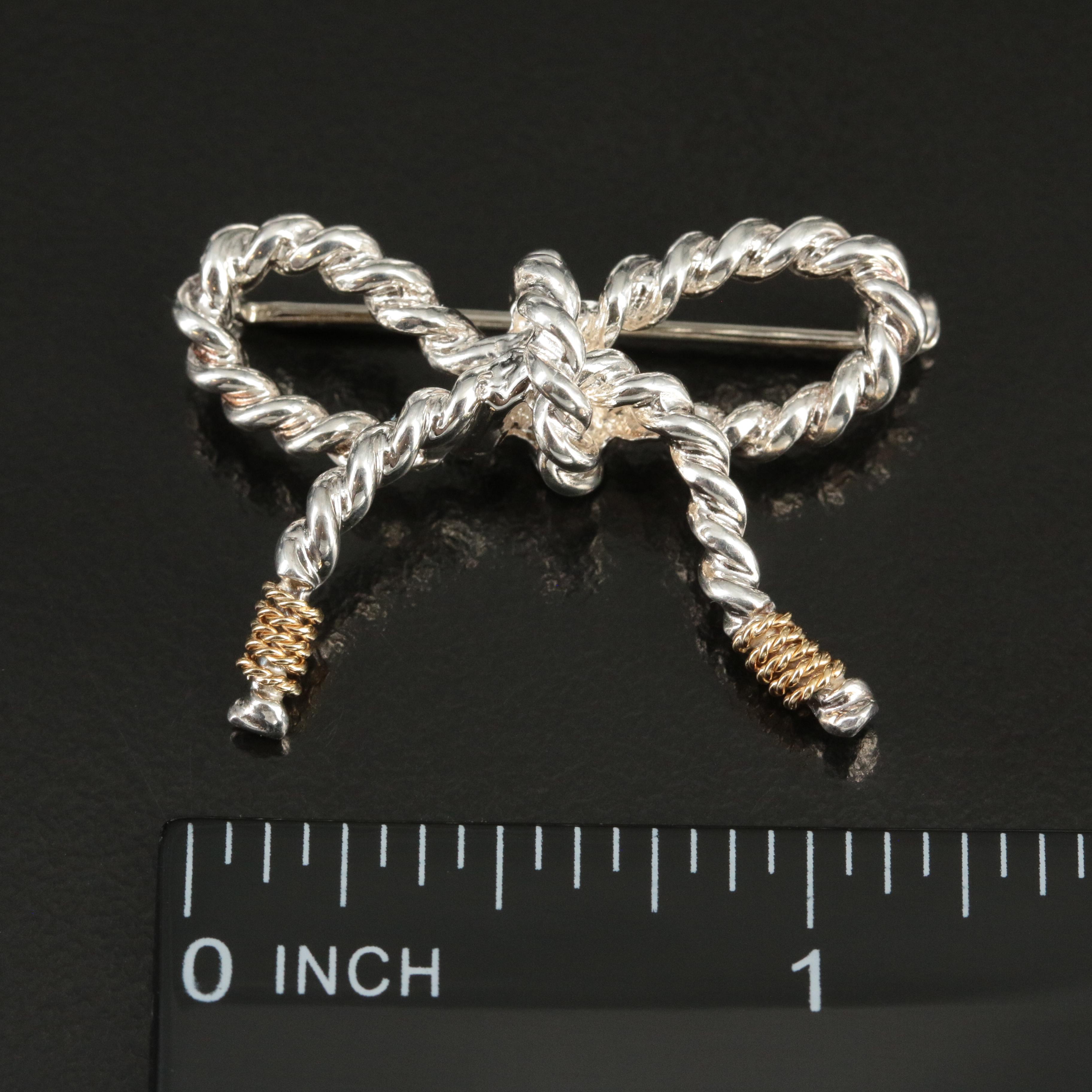 Tiffany & Co. Sterling and 18K Bow Brooch