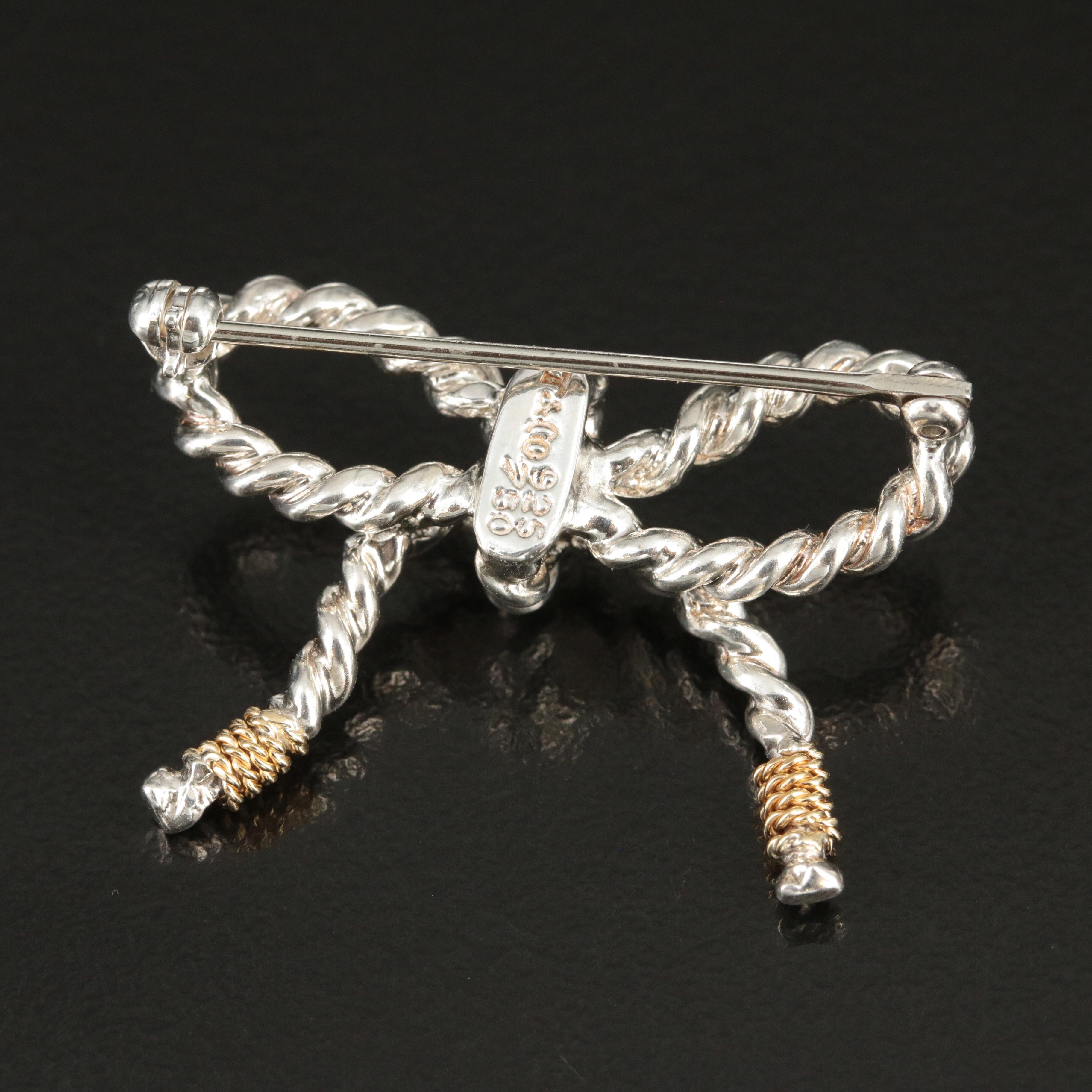 Tiffany & Co. Sterling and 18K Bow Brooch