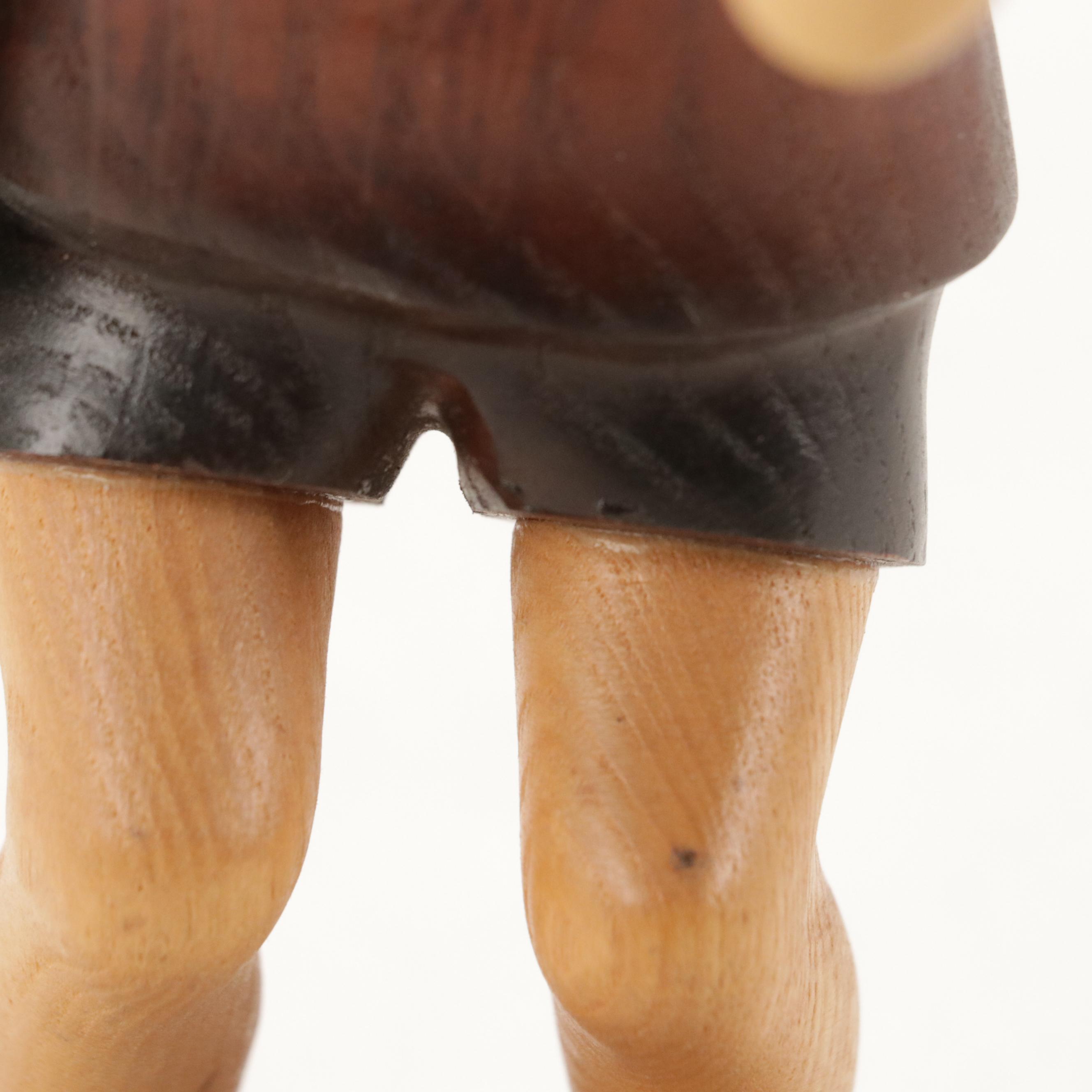 Italian Romer Style Folk Art Carved Wooden Aviator and Photographer Figurines