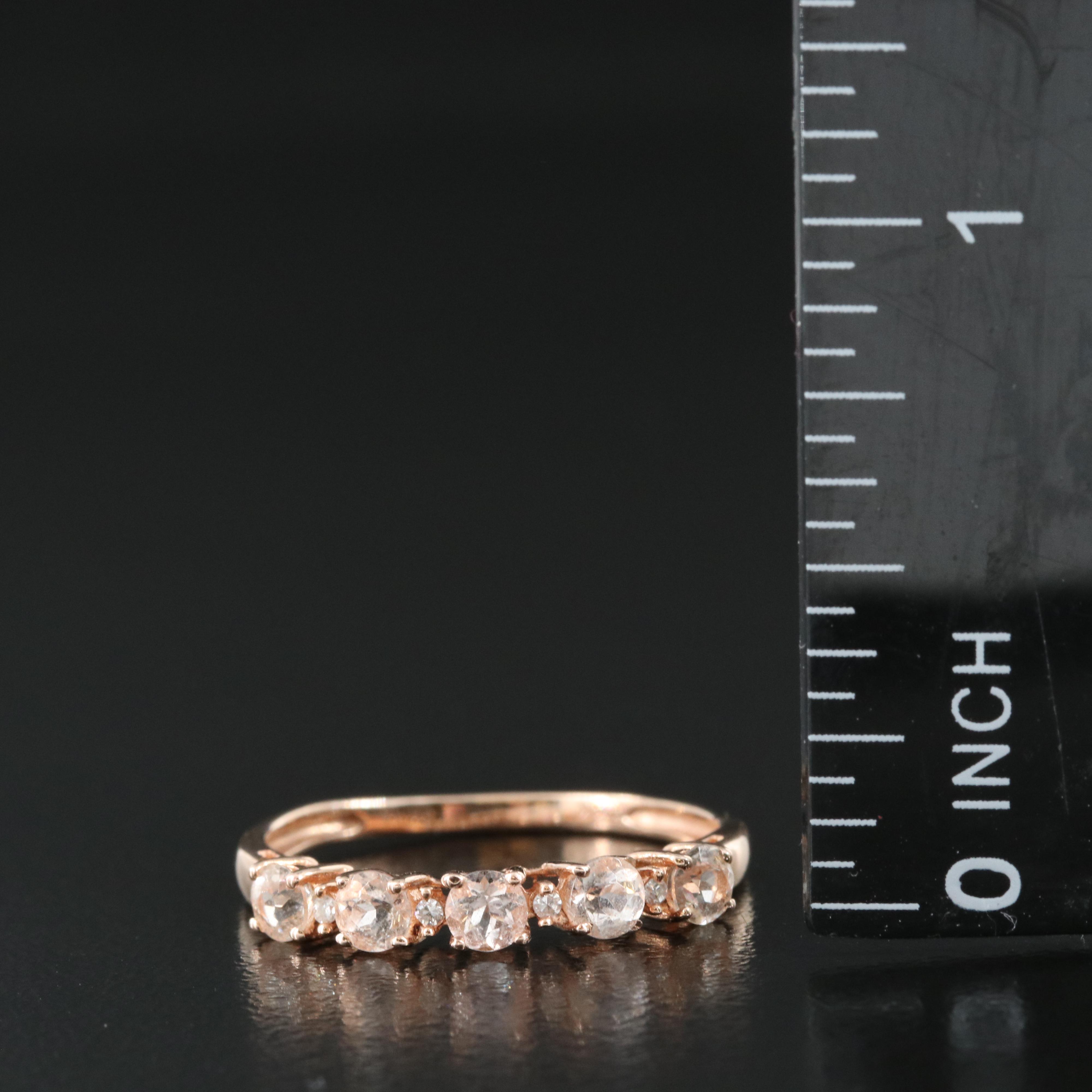 10K Rose Gold Diamond and Glass Ring