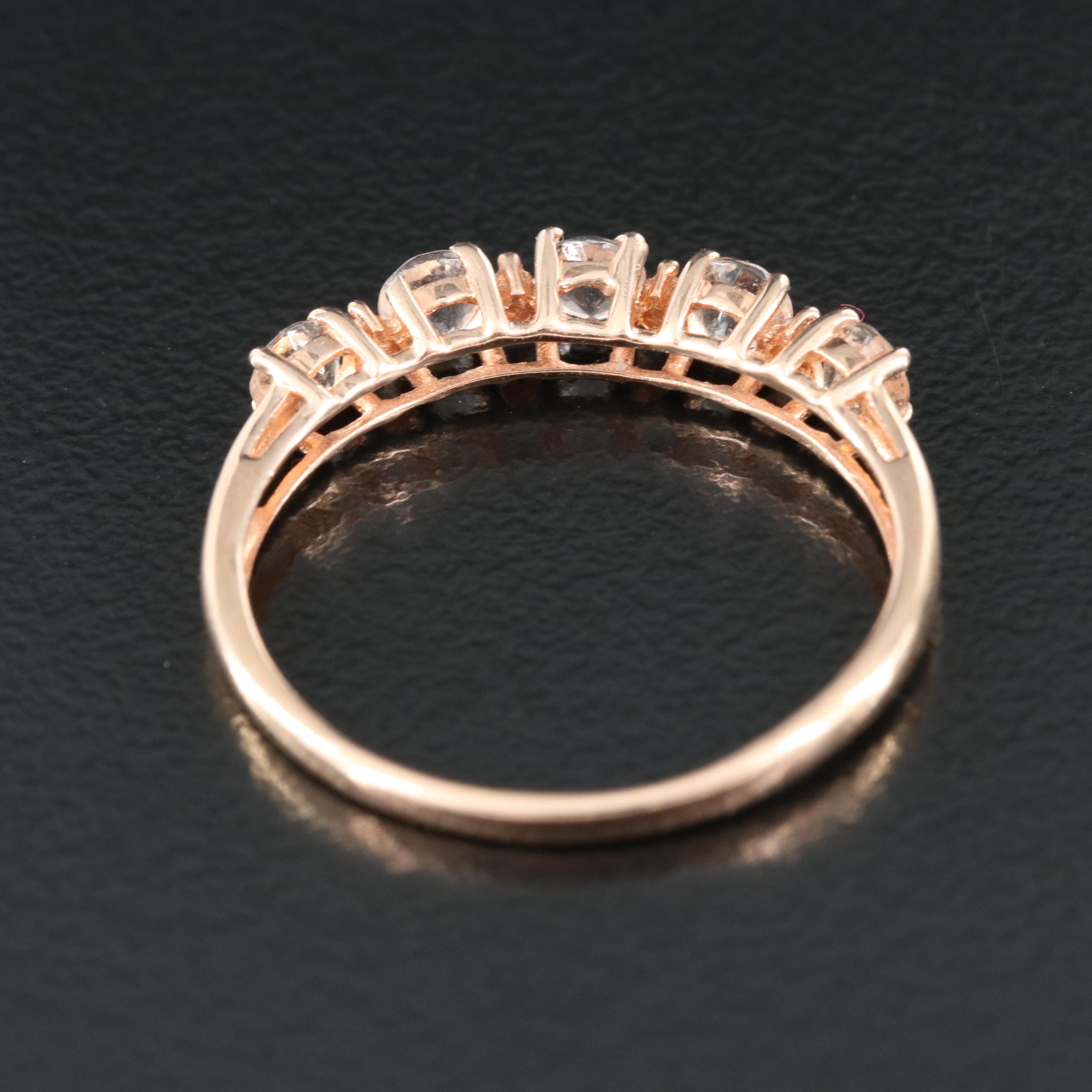 10K Rose Gold Diamond and Glass Ring