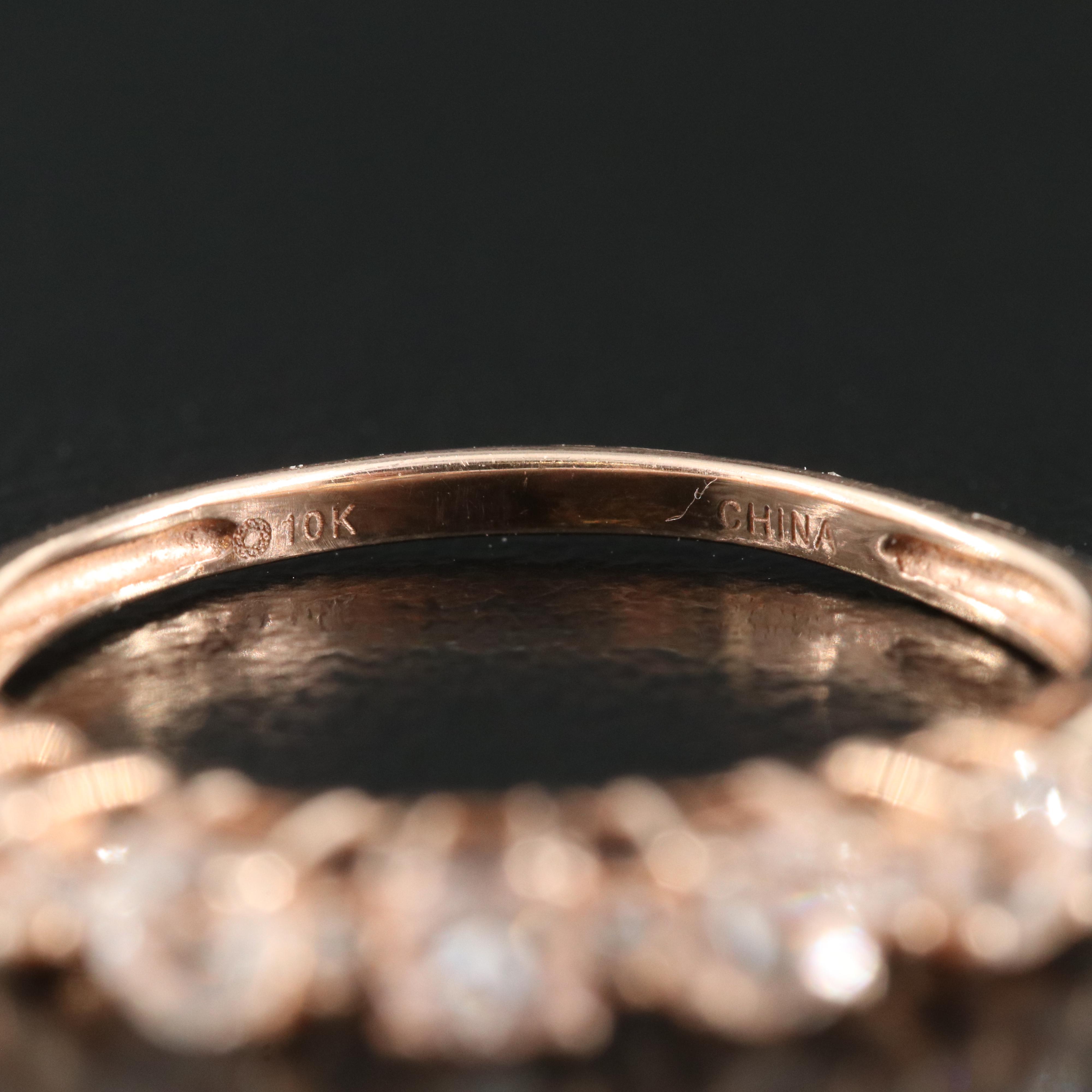 10K Rose Gold Diamond and Glass Ring