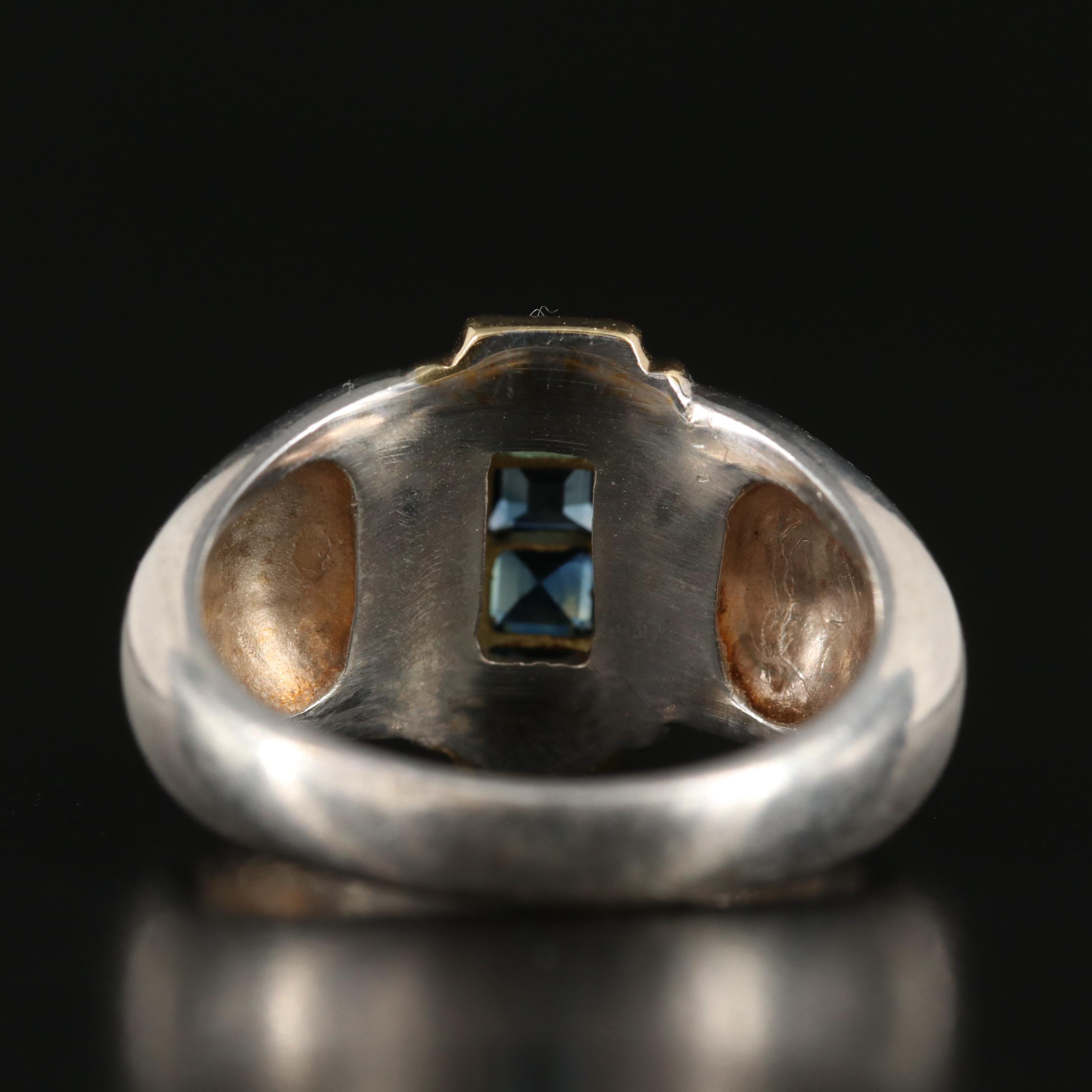 Tiffany & Co. Sterling Sapphire Ring with 18K Accents