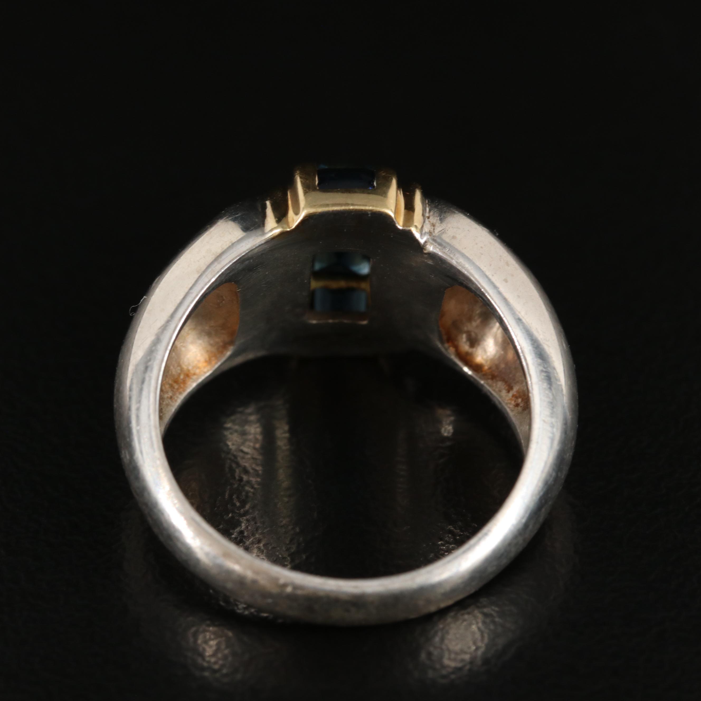 Tiffany & Co. Sterling Sapphire Ring with 18K Accents