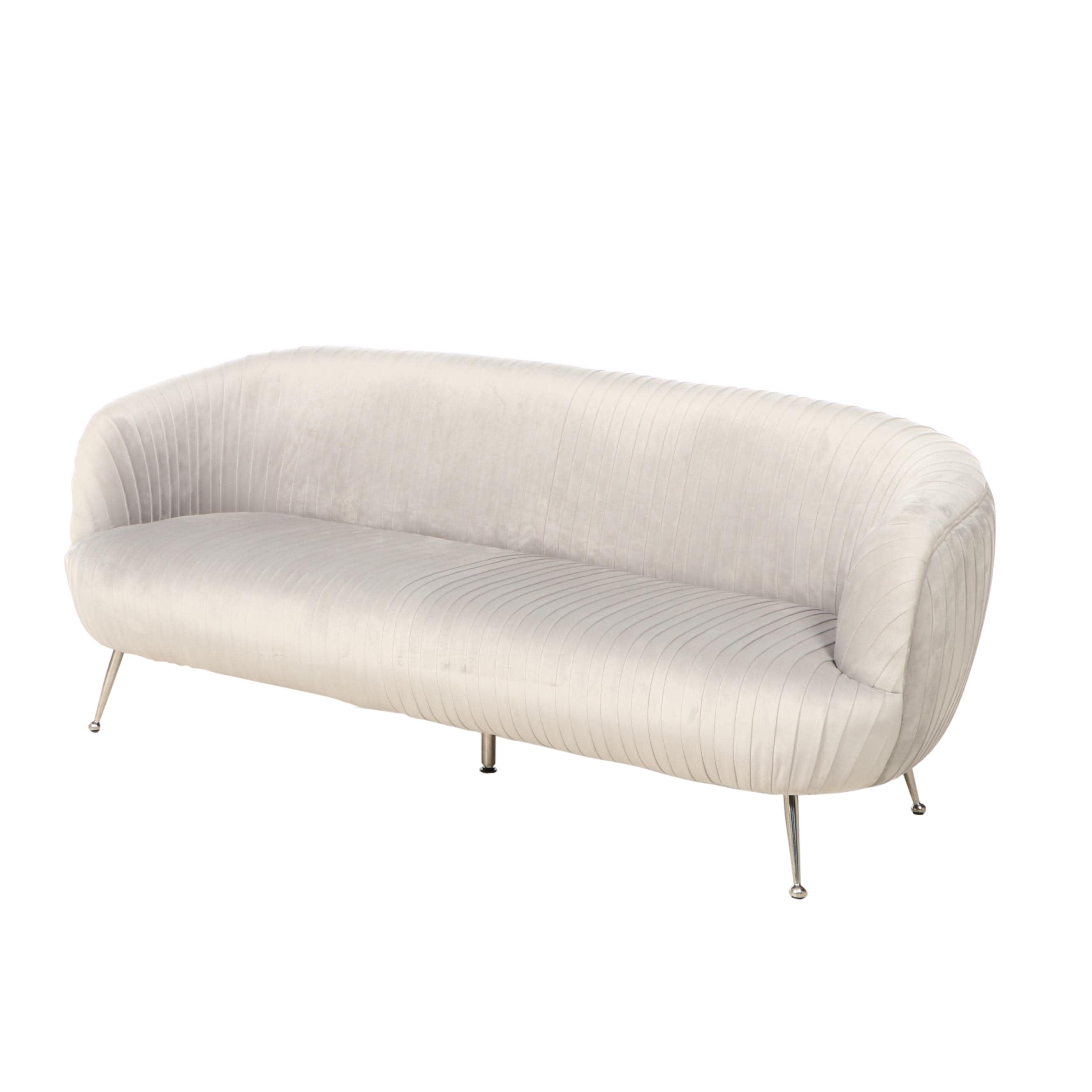 Blue Ocean Traders "Lille" Modernist Style Upholstered Chrome Sofa