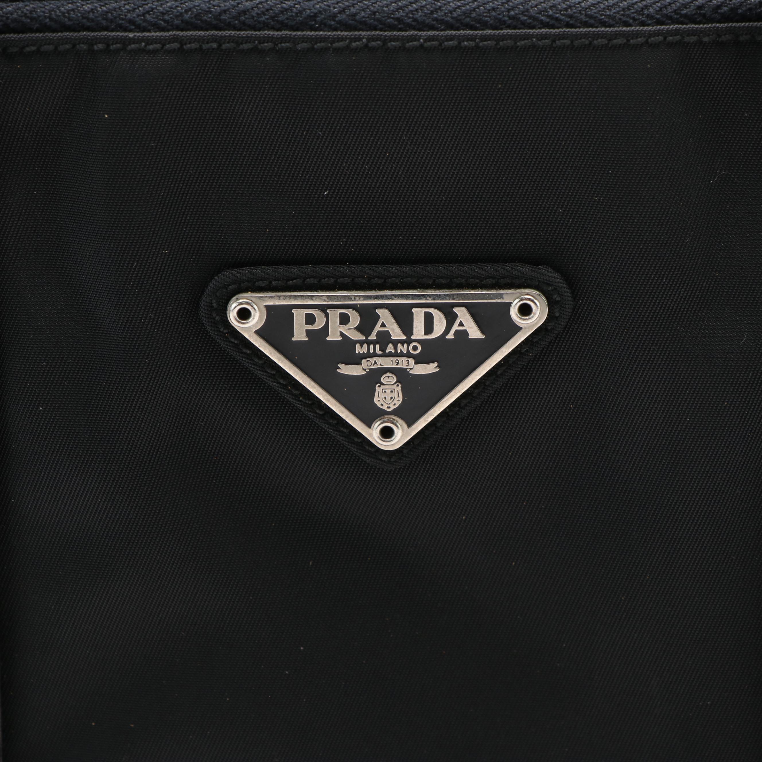 Prada Leather-Trimmed Tessuto Tote