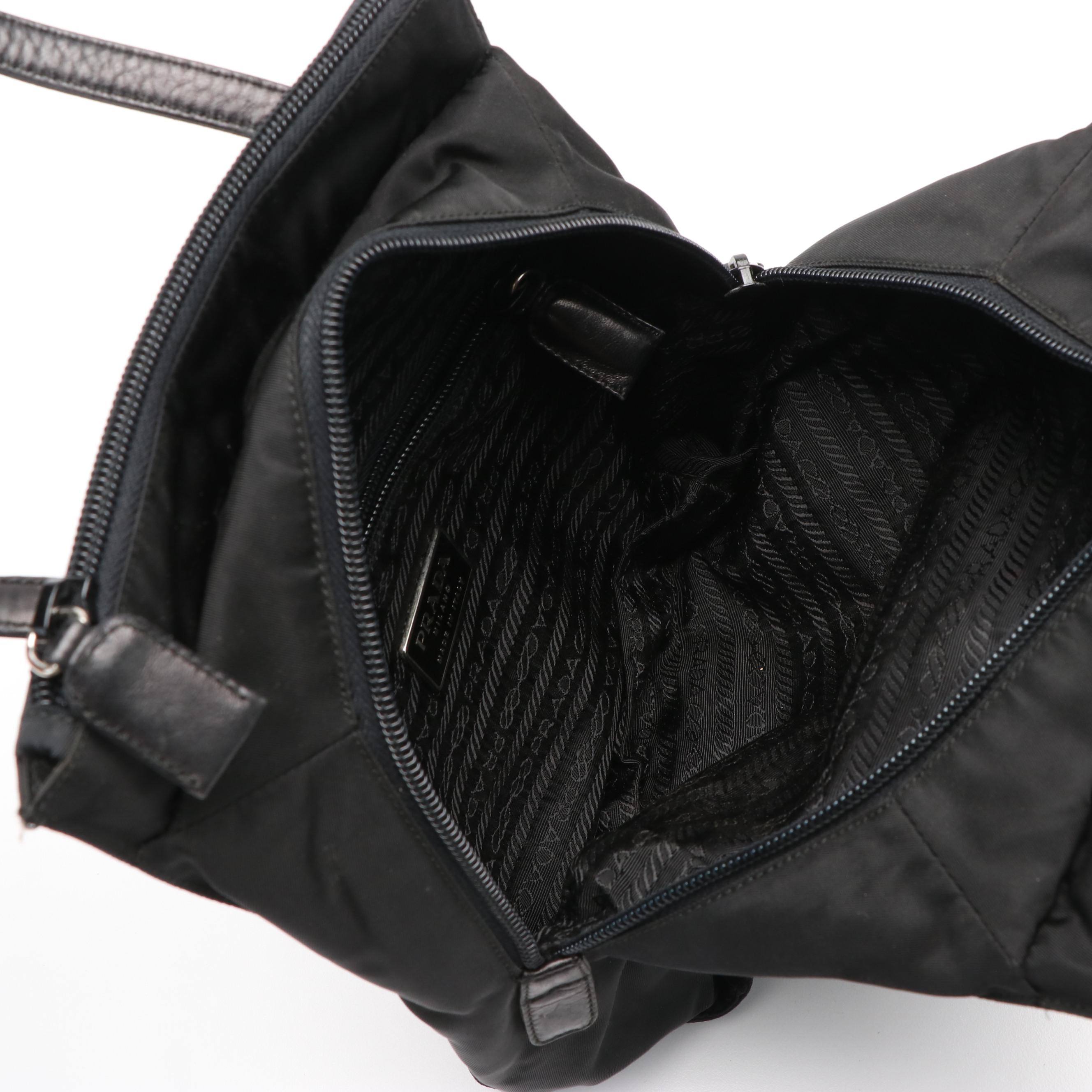 Prada Leather-Trimmed Tessuto Tote