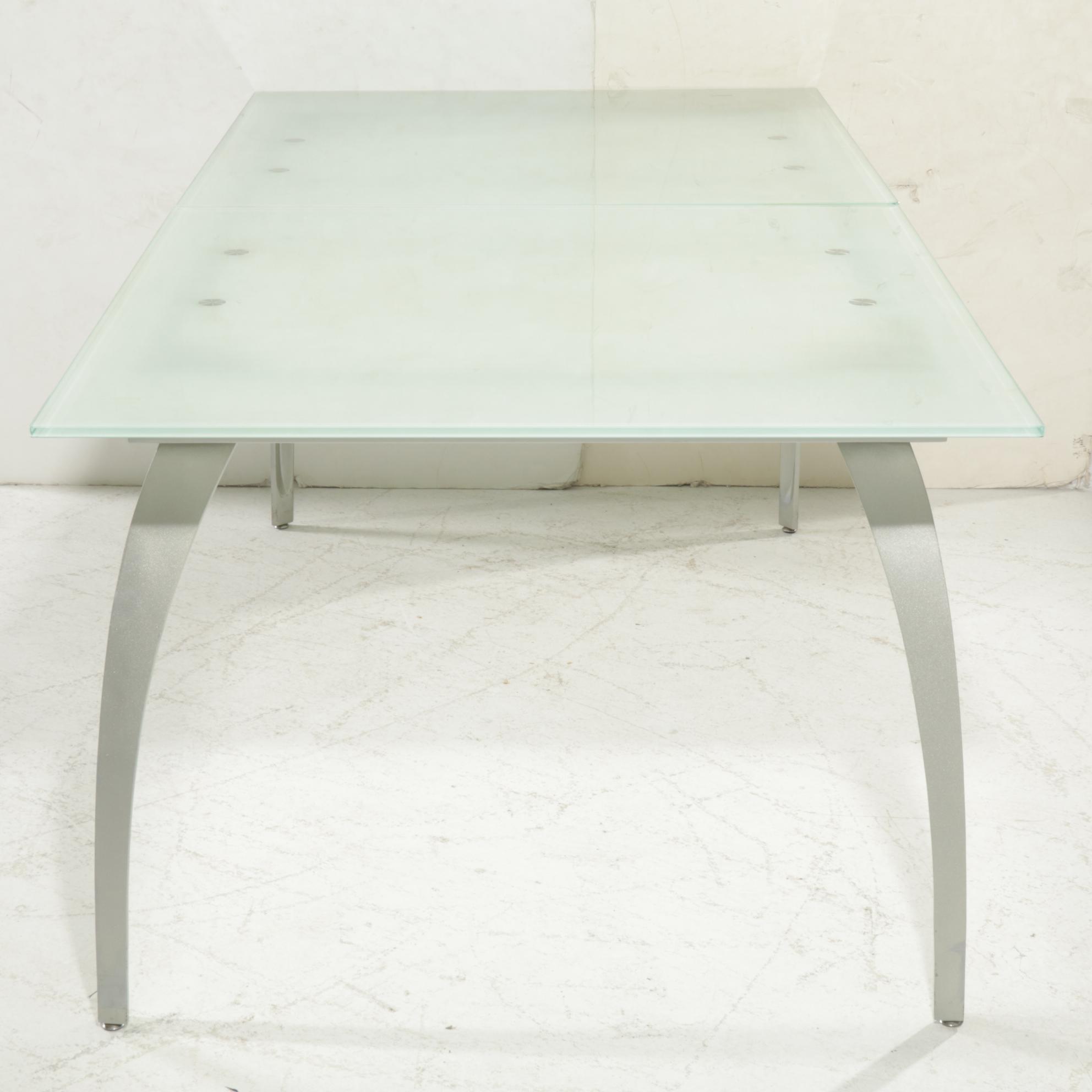 Post Modernist Glass Top Metal Dining Table