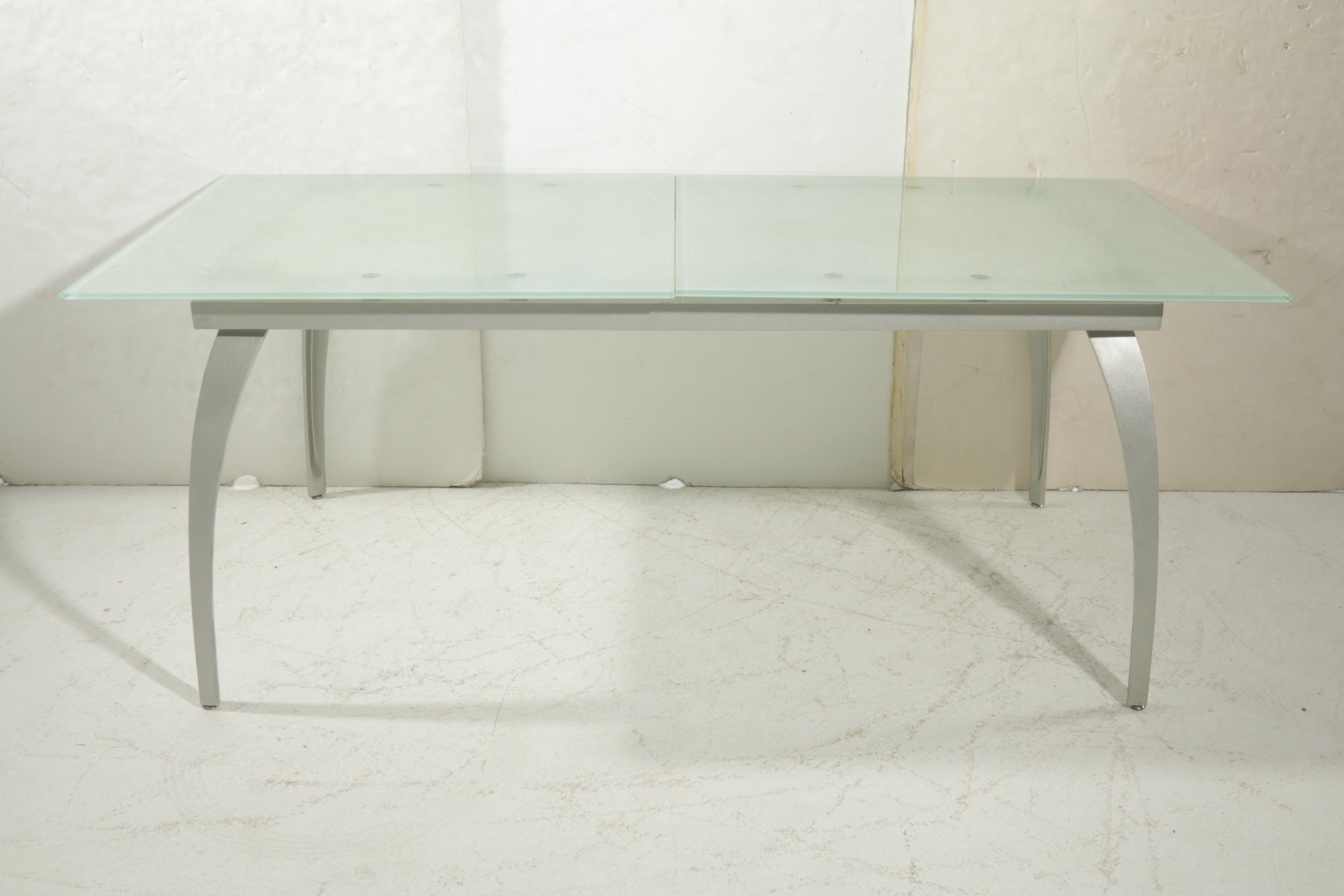 Post Modernist Glass Top Metal Dining Table