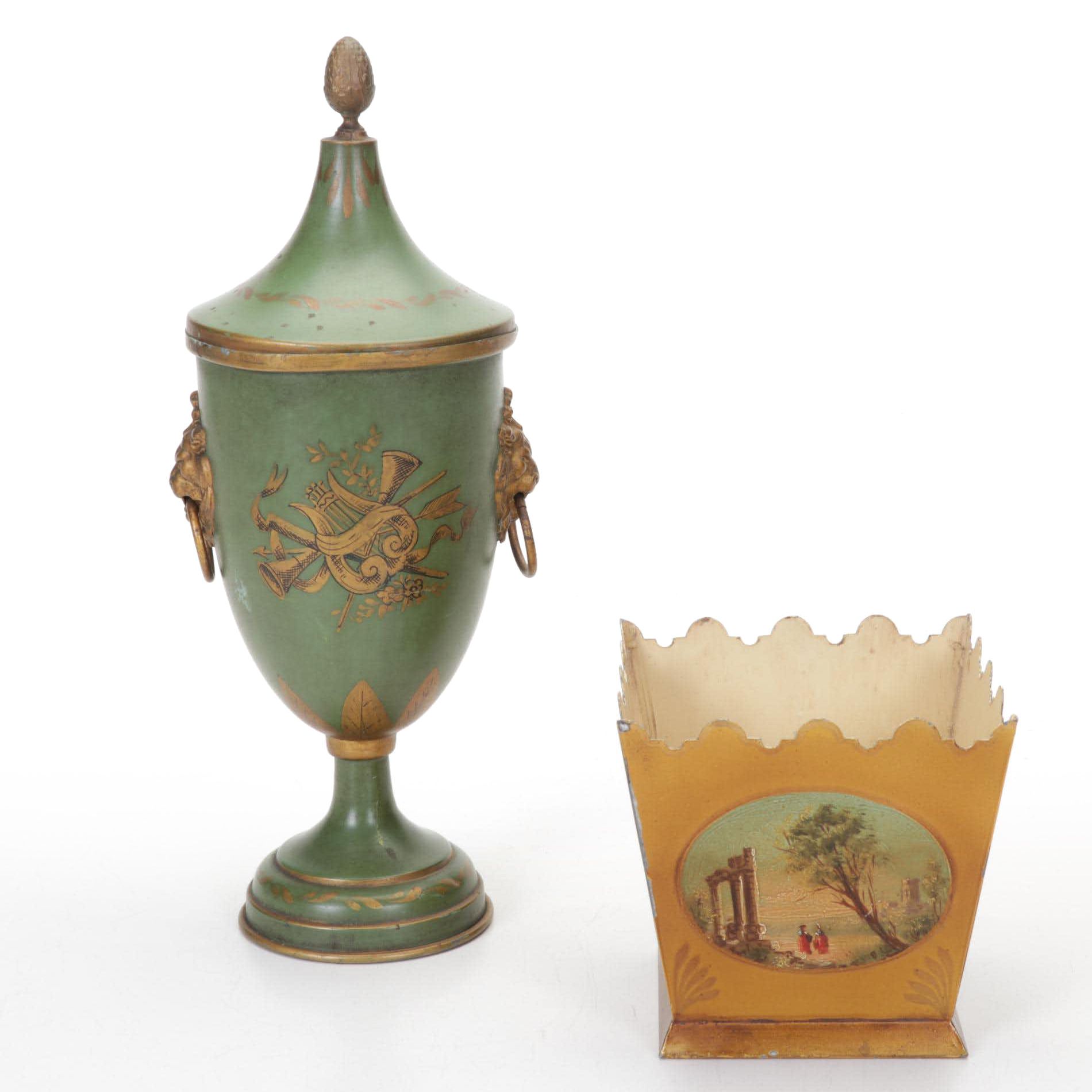 Hand-Painted French Tole Ware, Antique