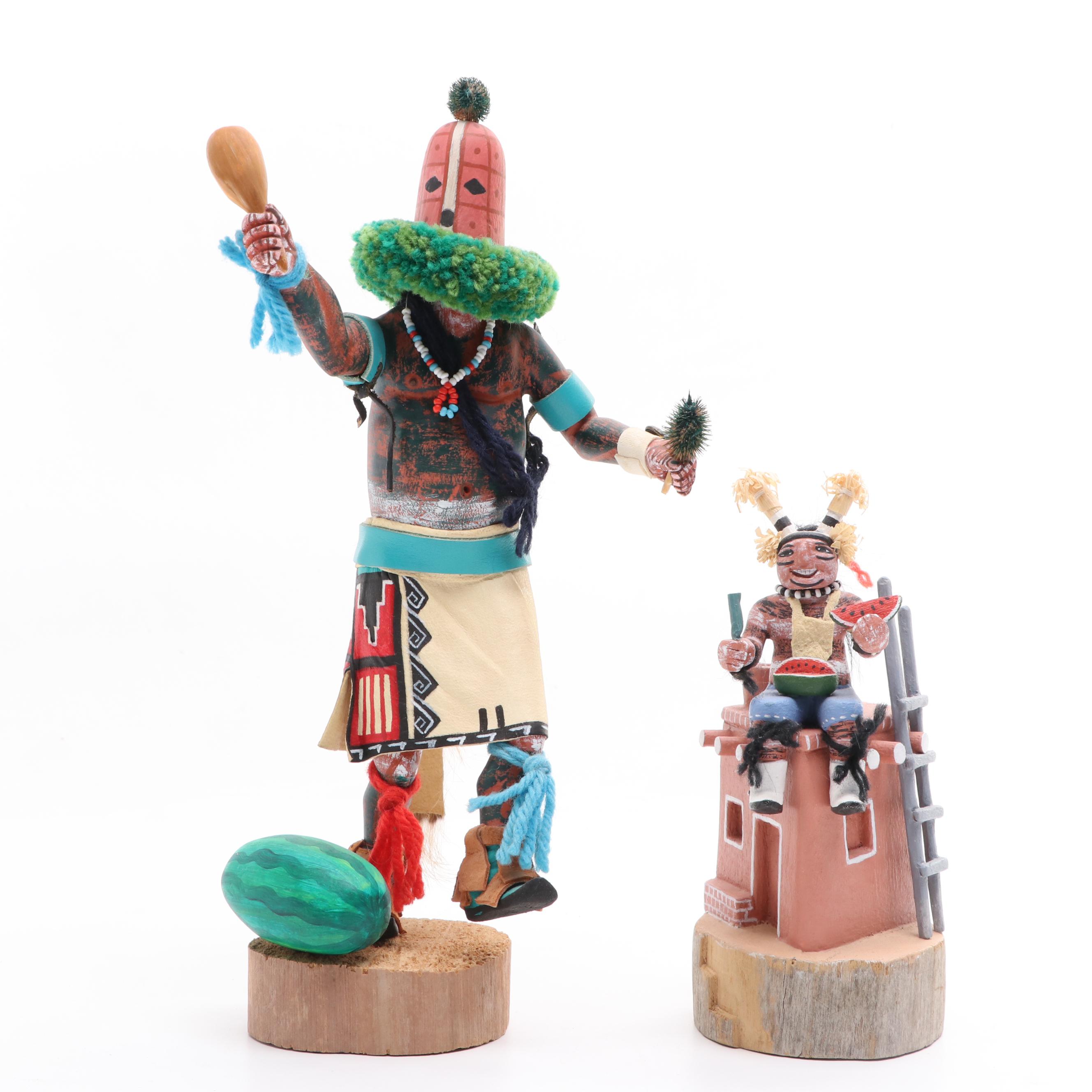Loretta Yestewa & Pachock Collateta Hopi, Other Clown Tewa & Rattle Aya Kachinas