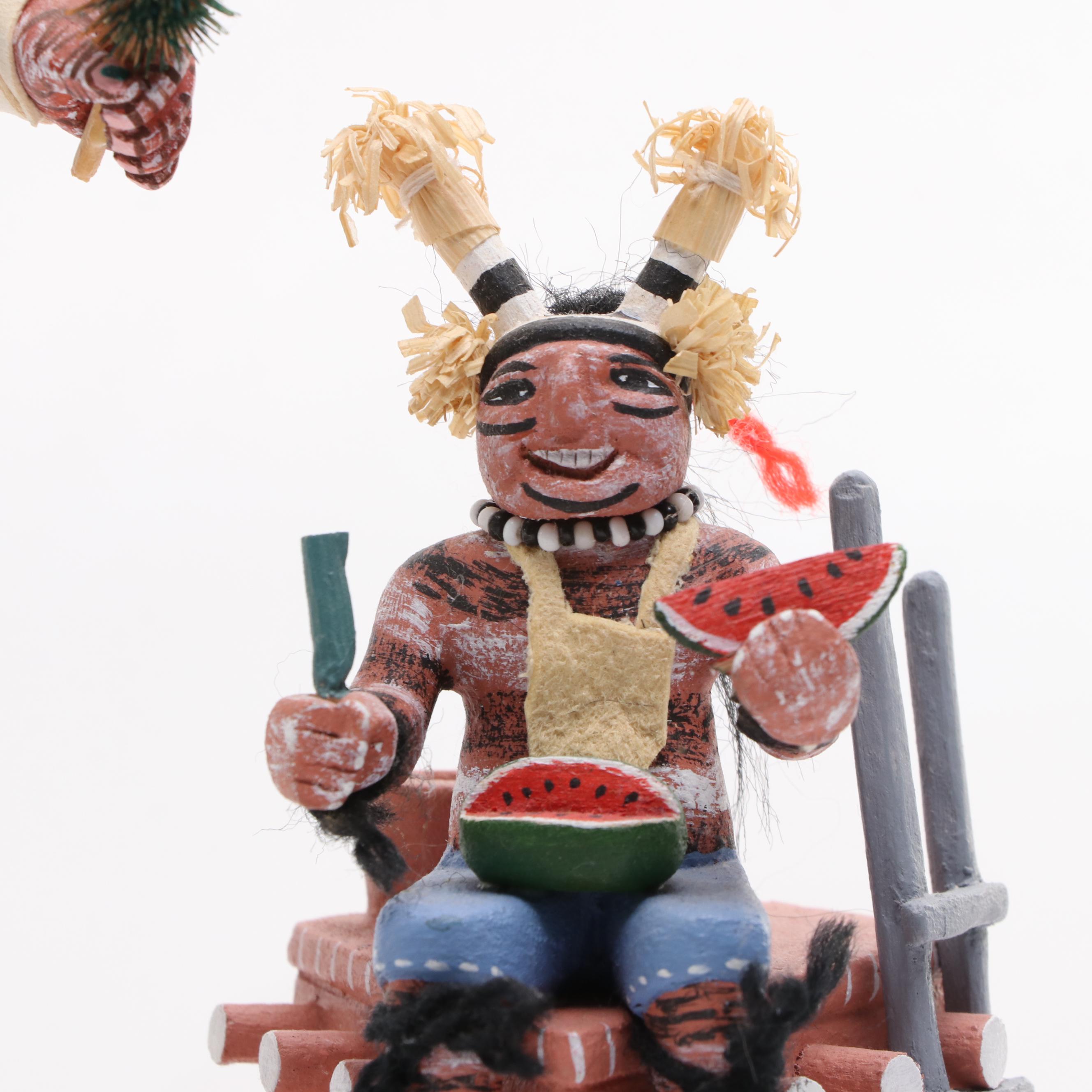 Loretta Yestewa & Pachock Collateta Hopi, Other Clown Tewa & Rattle Aya Kachinas