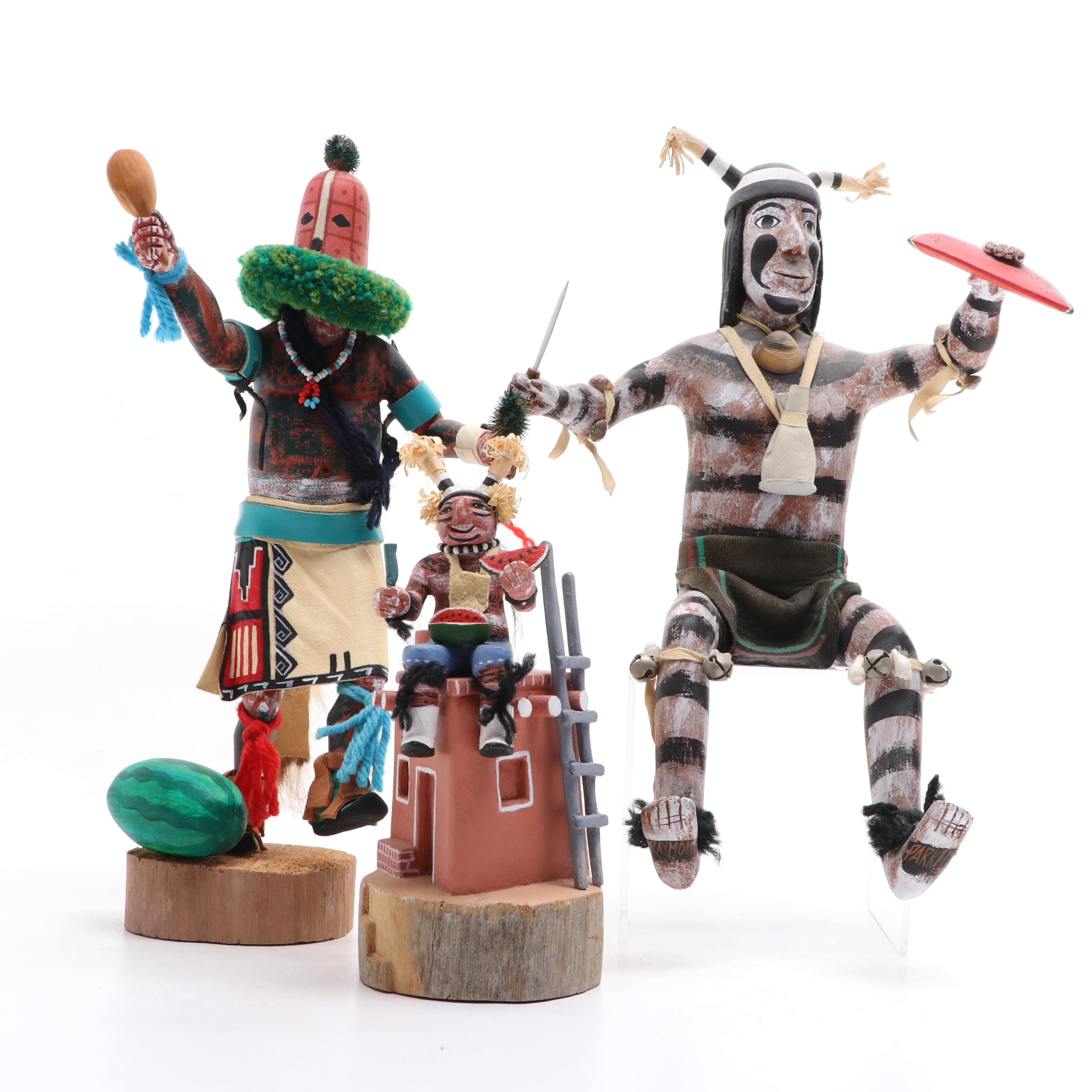 Loretta Yestewa & Pachock Collateta Hopi, Other Clown Tewa & Rattle Aya Kachinas